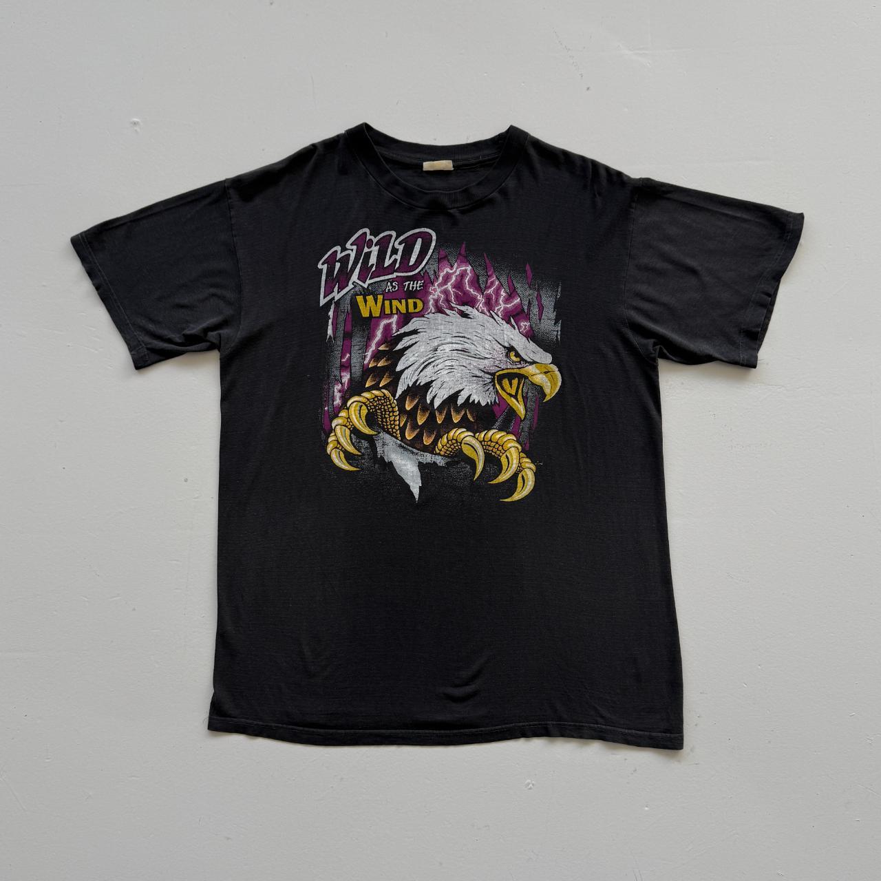 Black Wild as the Wind 90s Vintage Eagle Graphic T-Shirt - XL