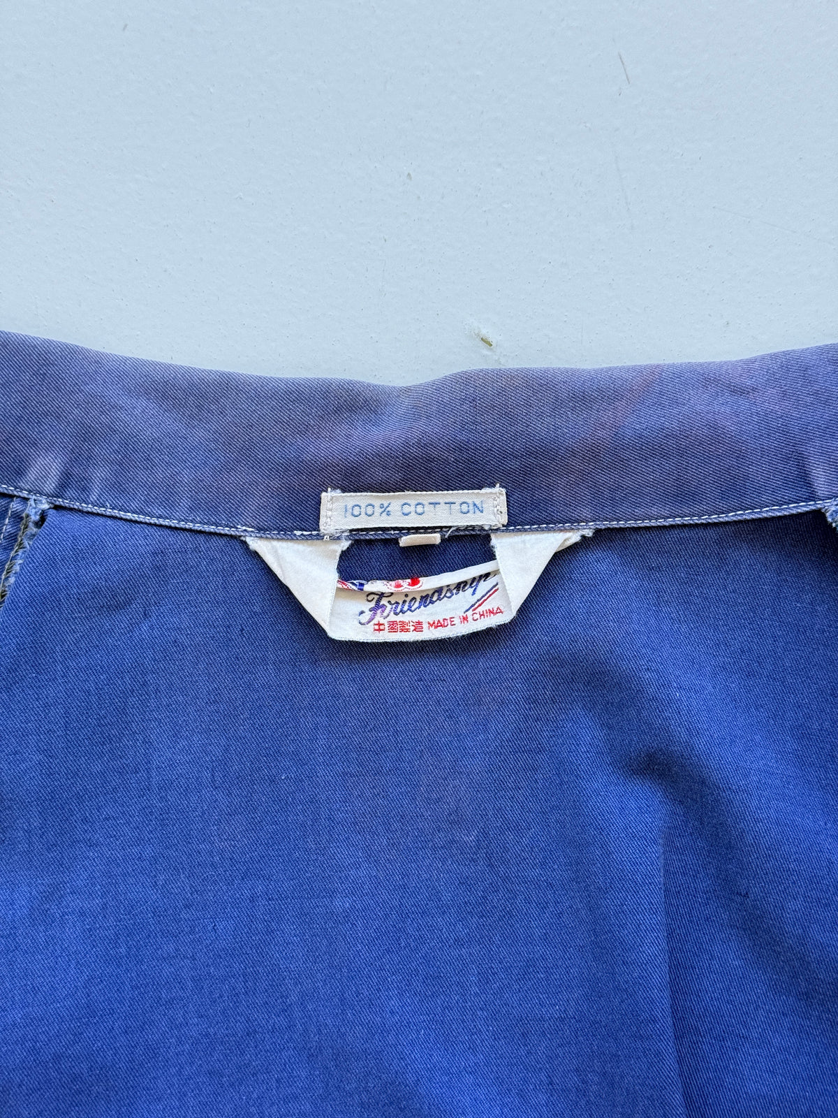 Faded Blue French 1970s Vintage Workwear Chore Jacket CH454 - Small