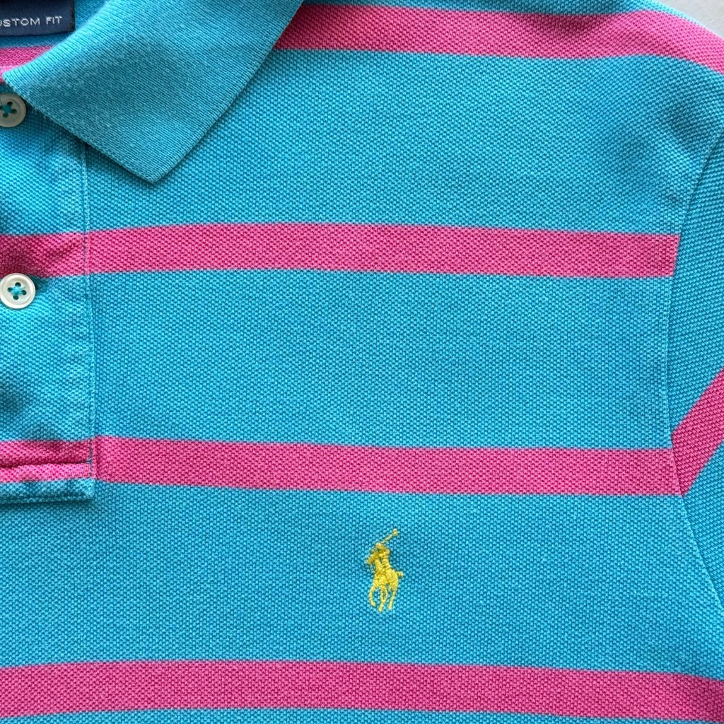 Blue / Pink Polo Ralph Lauren Vintage Polo Shirt - Large