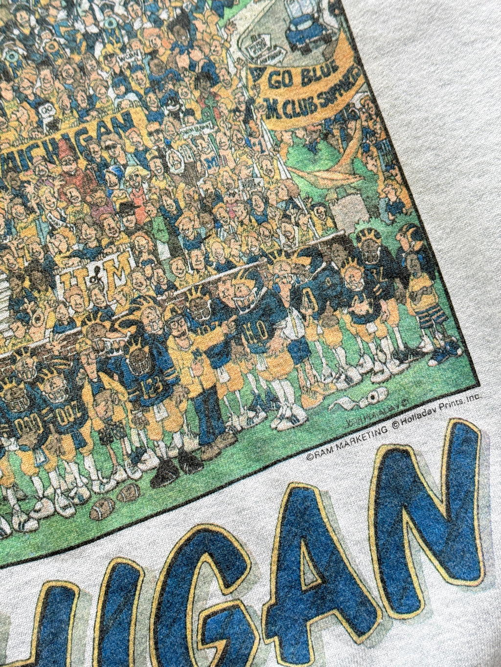 Grey Michigan Football 90's Vintage Collage Graphic Sweatshirt - XL