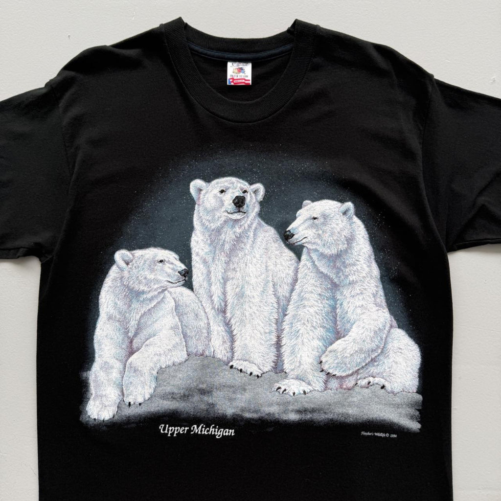 Black Polar Bear 90s Vintage Upper Michigan T-shirt - Large