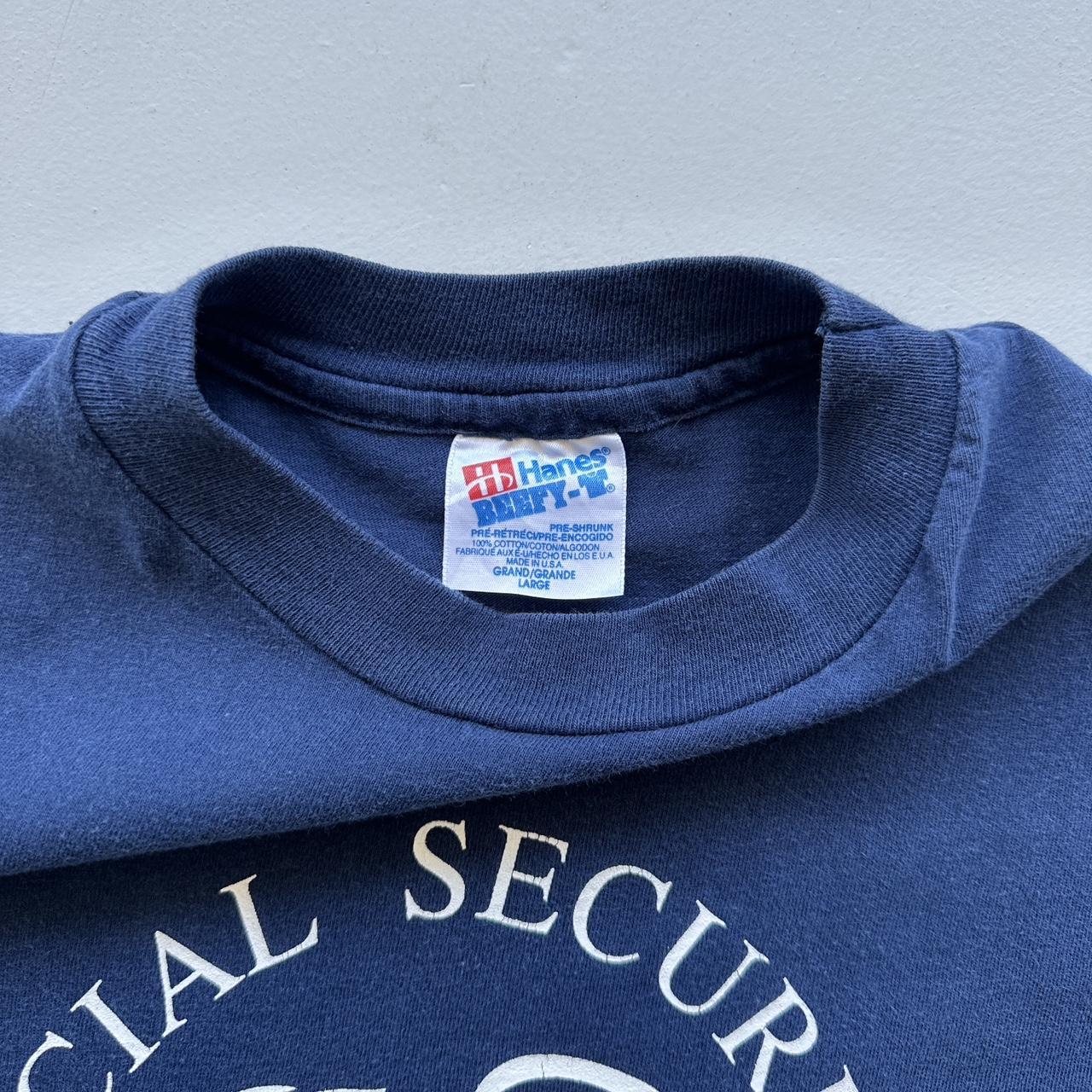 Navy Social Secuirty 90s Vintage T-shirt - Large
