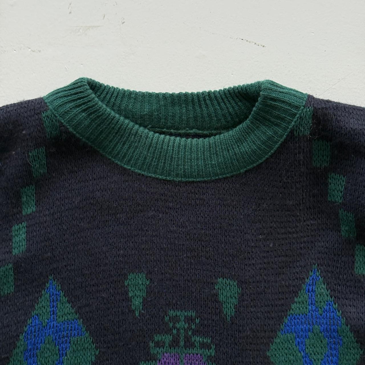 Navy Blue Woollen 90’s Vintage Heavy Knit Jumper - Large