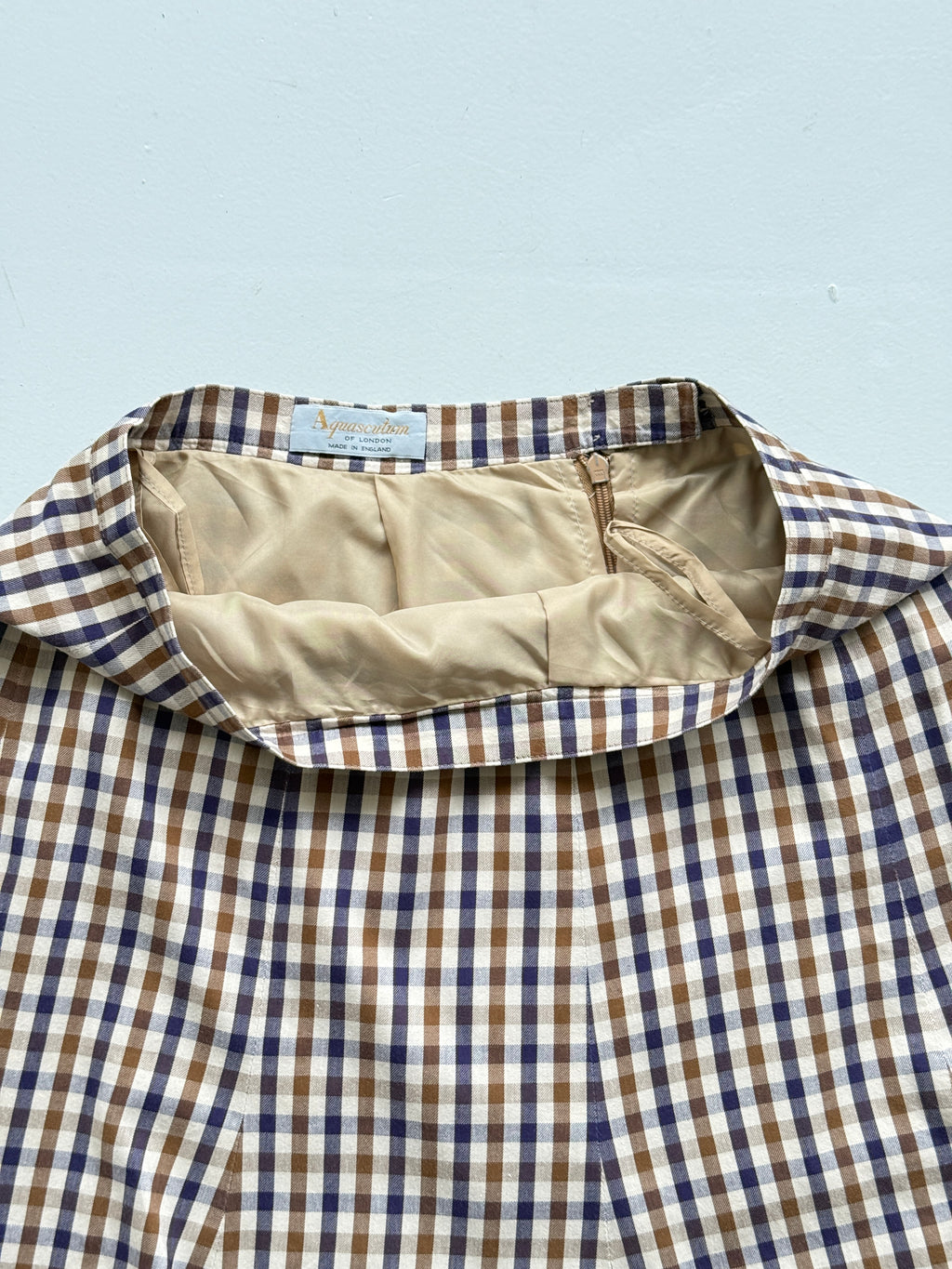 Aquascutum Womens Vintage 90s Brown Club Check Panelled Midi Skirt - UK 10