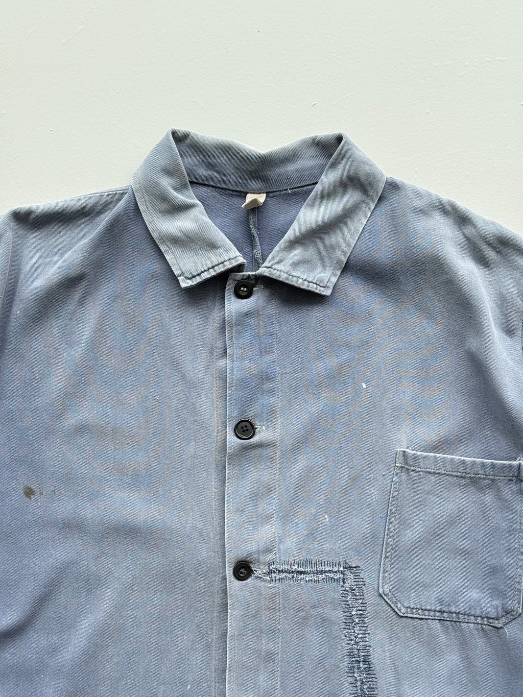 Faded Blue French Chore Jacket 80's Vintage Workwear CH225 - Large
