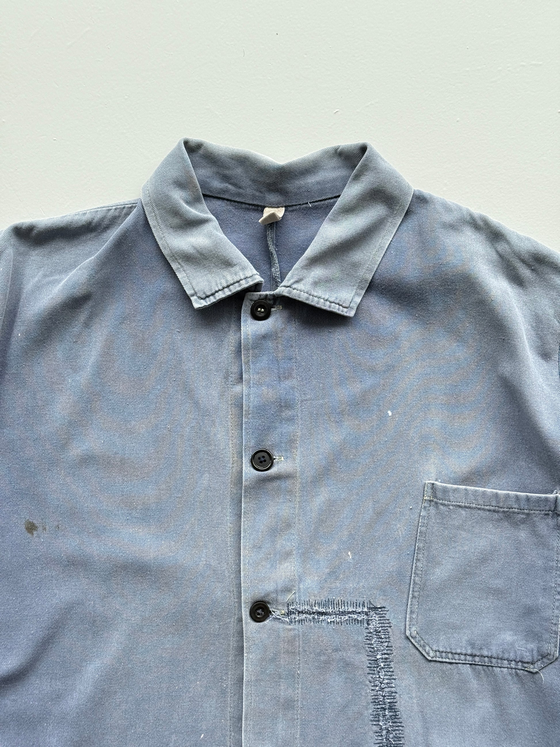 Faded Blue French Chore Jacket 80's Vintage Workwear CH225 - Large