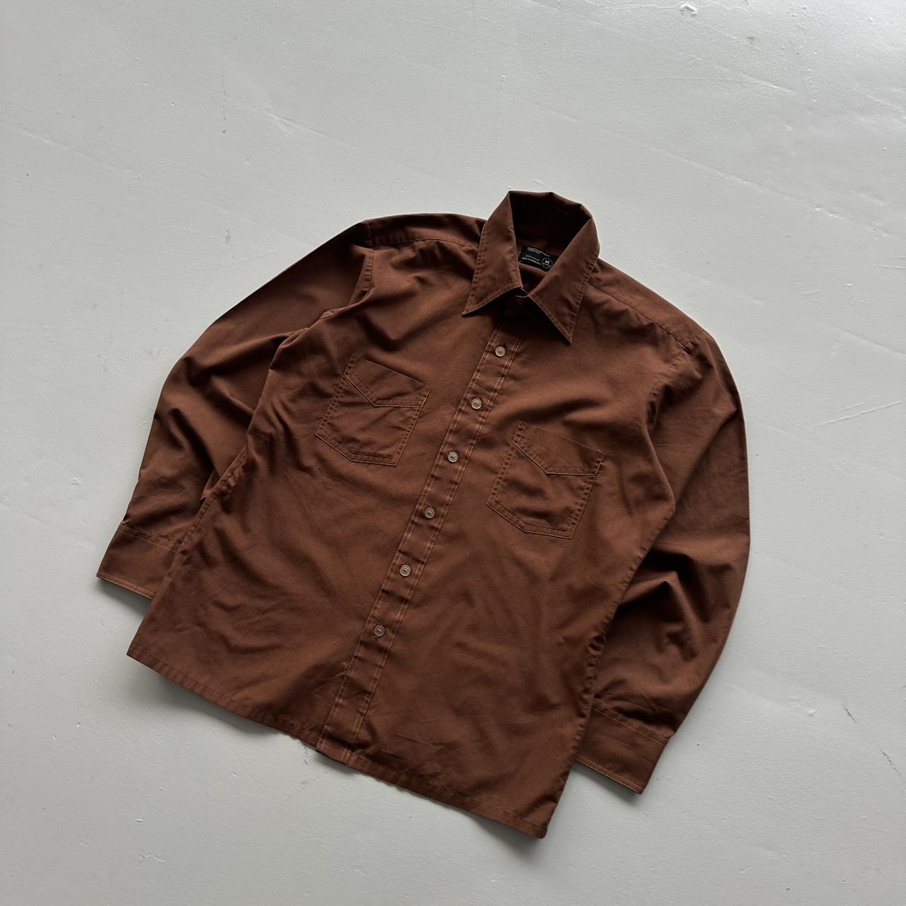 Brown JC Penny 70s Button-Up Shirt - Medium