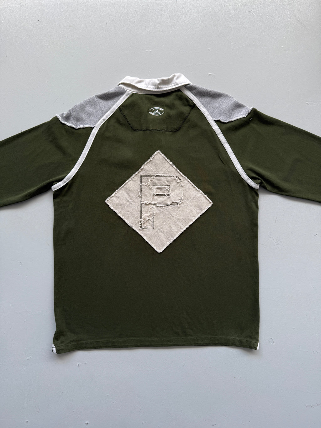Adidas Olive Green & Grey 00's Vintage Rugby Polo Shirt - XL