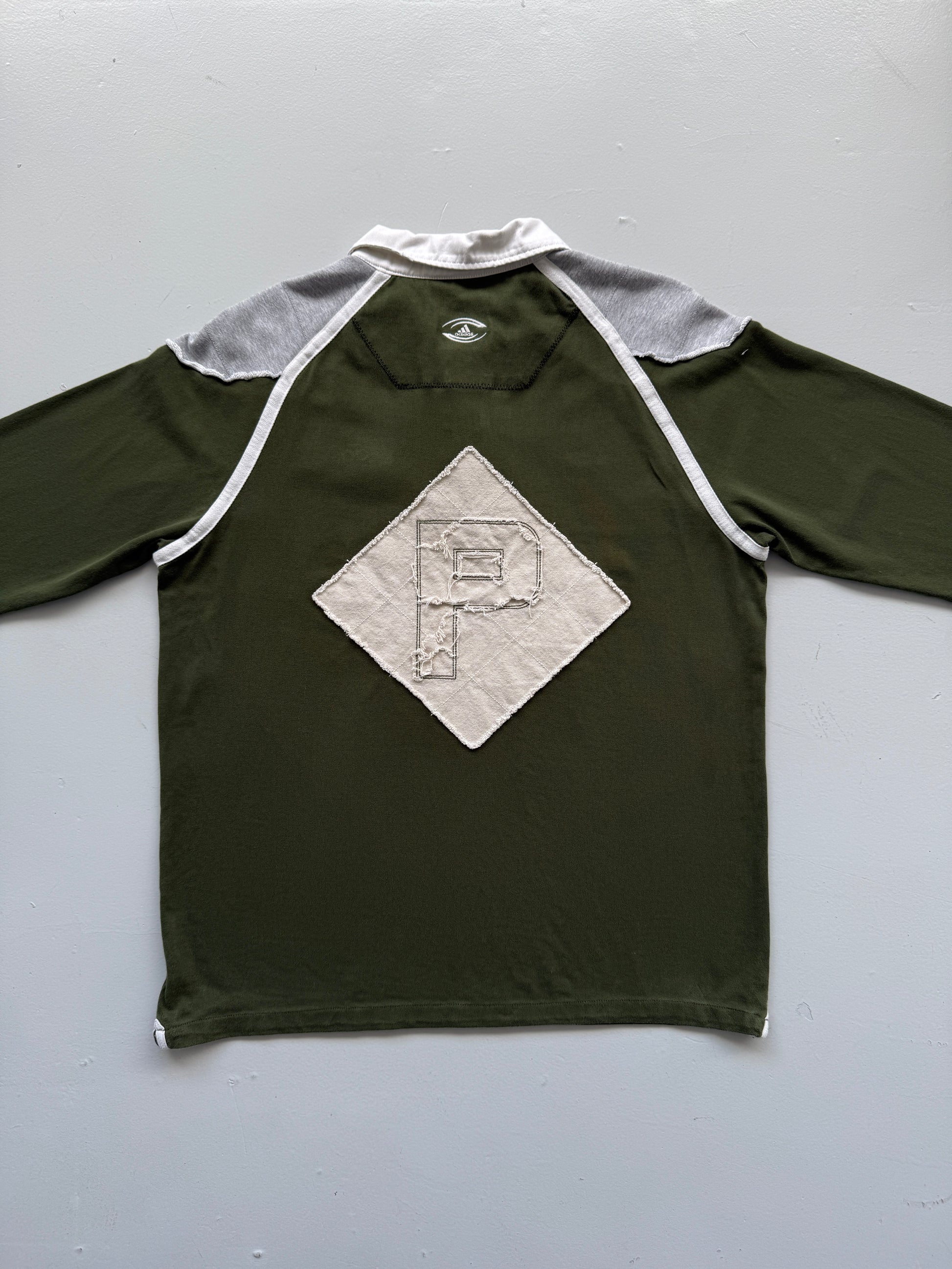 Adidas Olive Green & Grey 00's Vintage Rugby Polo Shirt - XL