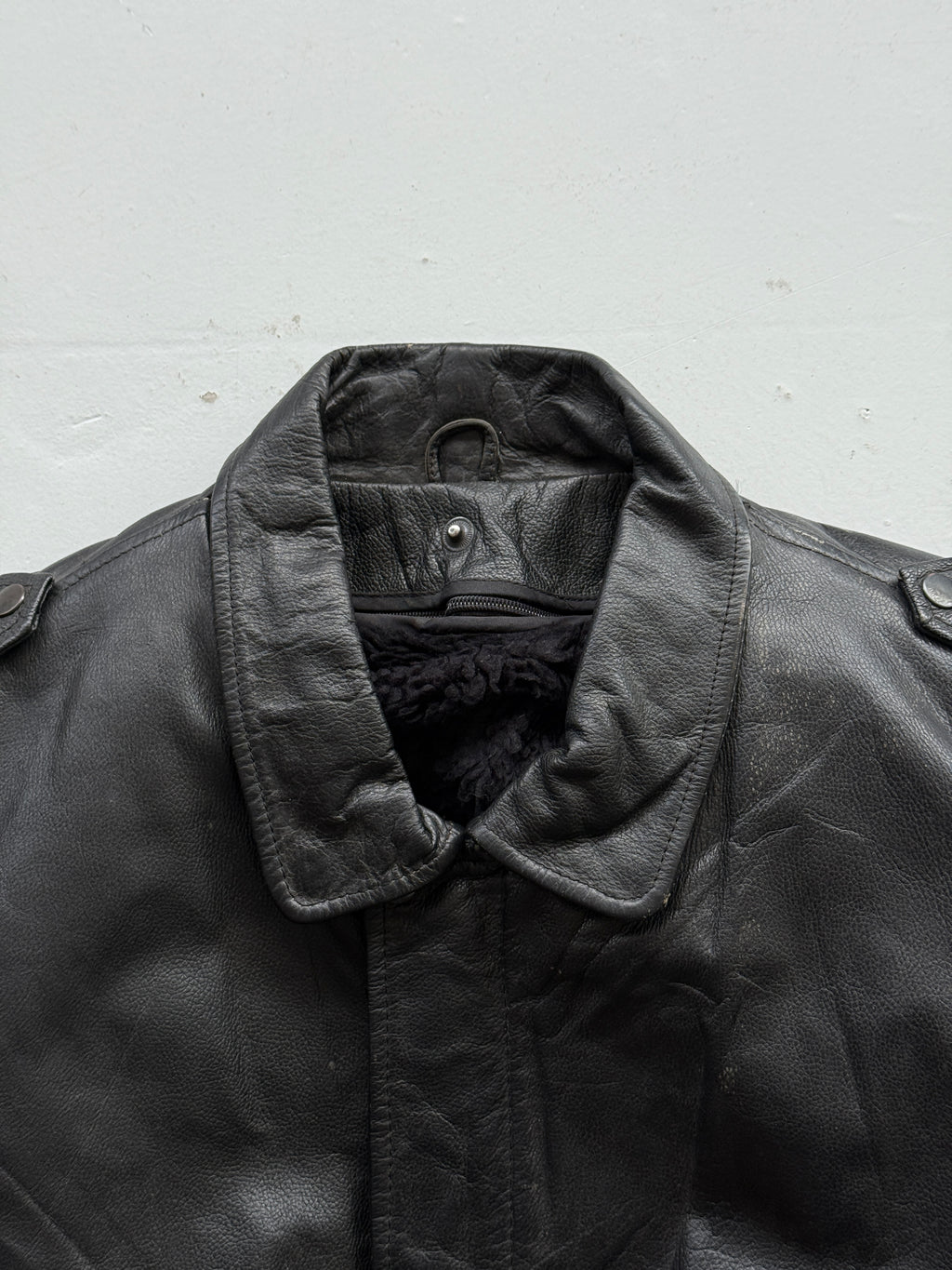 Black A2 Leather Vintage Lined Aviation Bomber Jacket 004 - XL