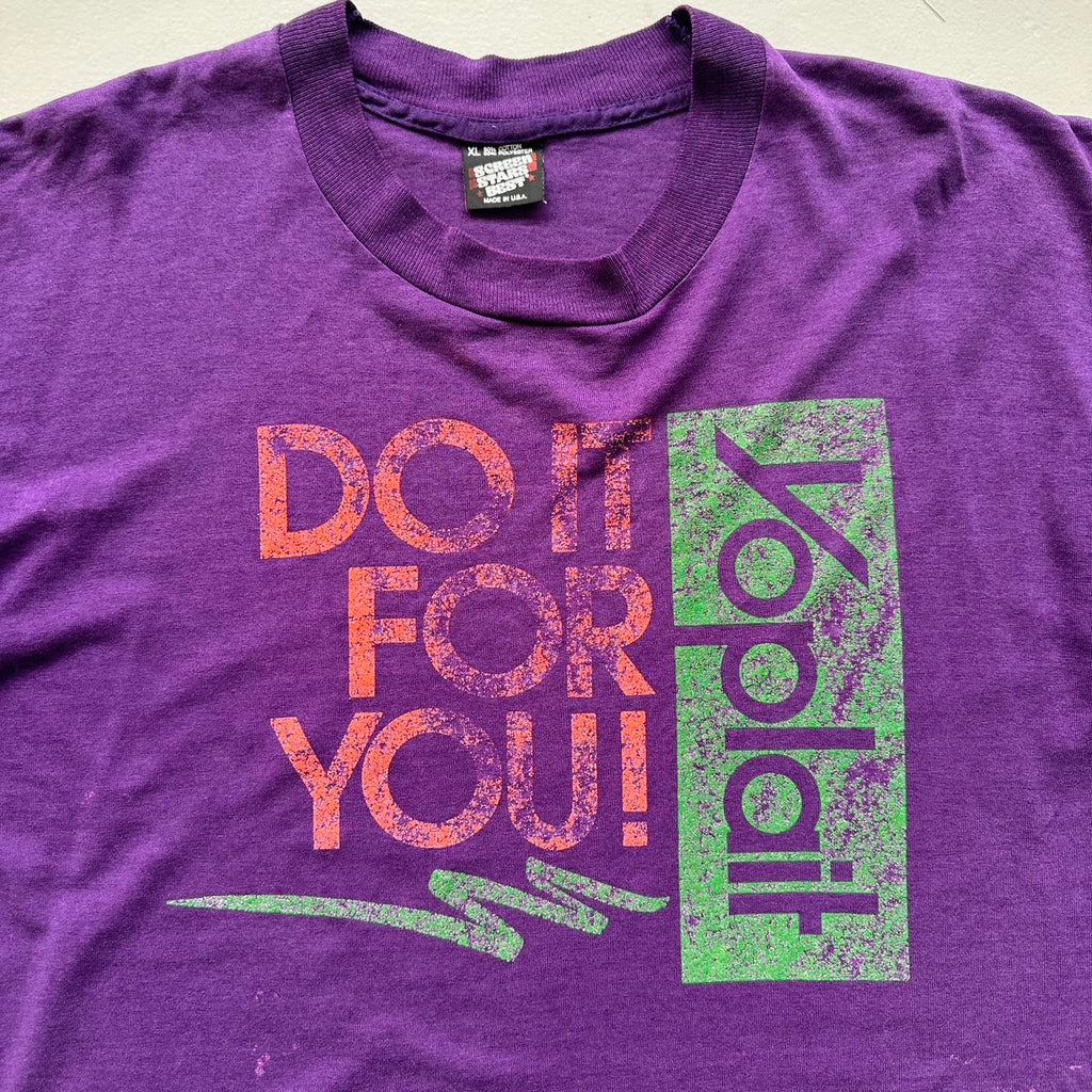 Purple "DO IT FOR YOURSELF" Slogan 90s Vintage T-shirt - Large