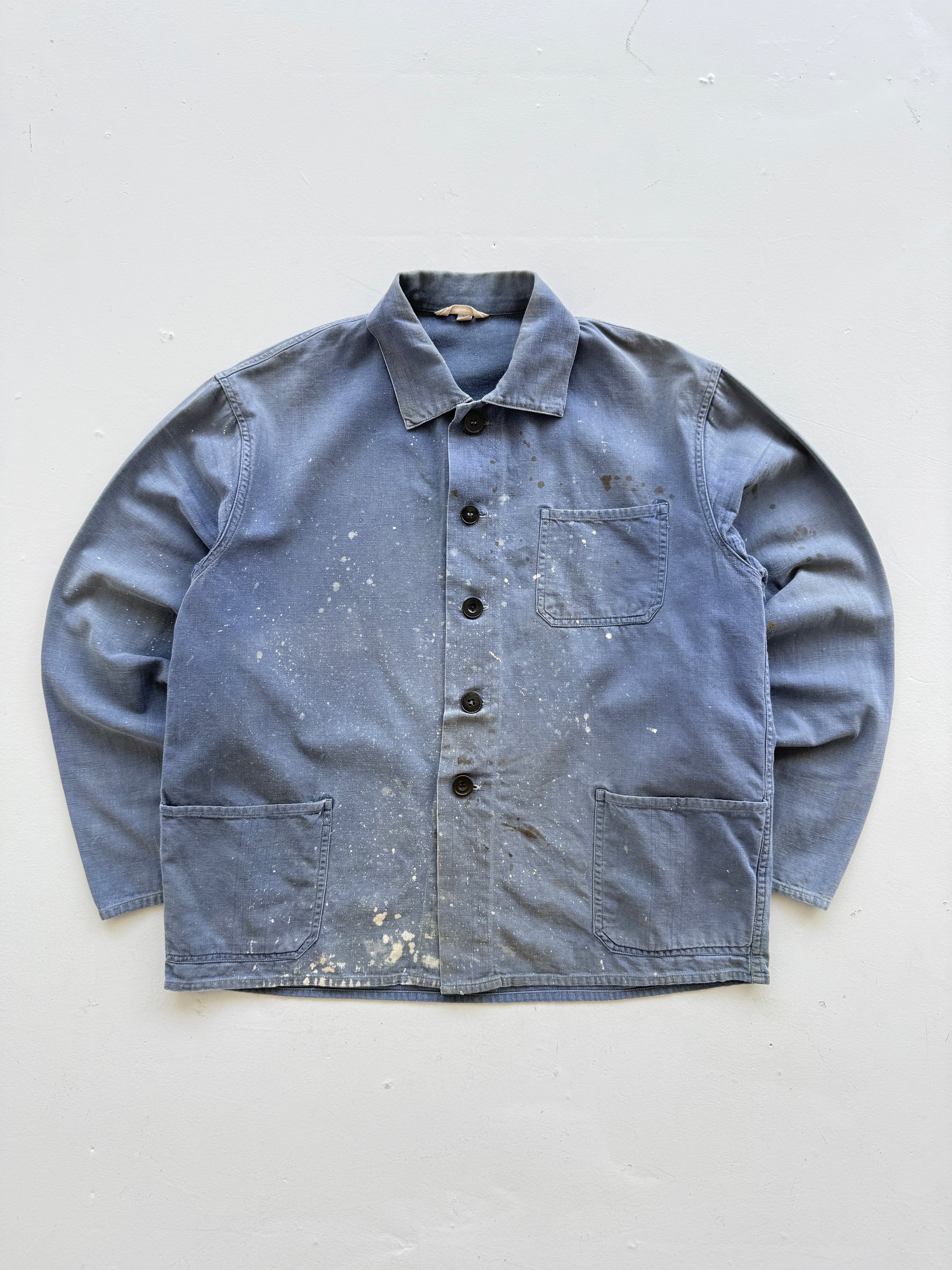 Thrashed Blue French Vintage Workwear Chore Jacket CH359 - Small