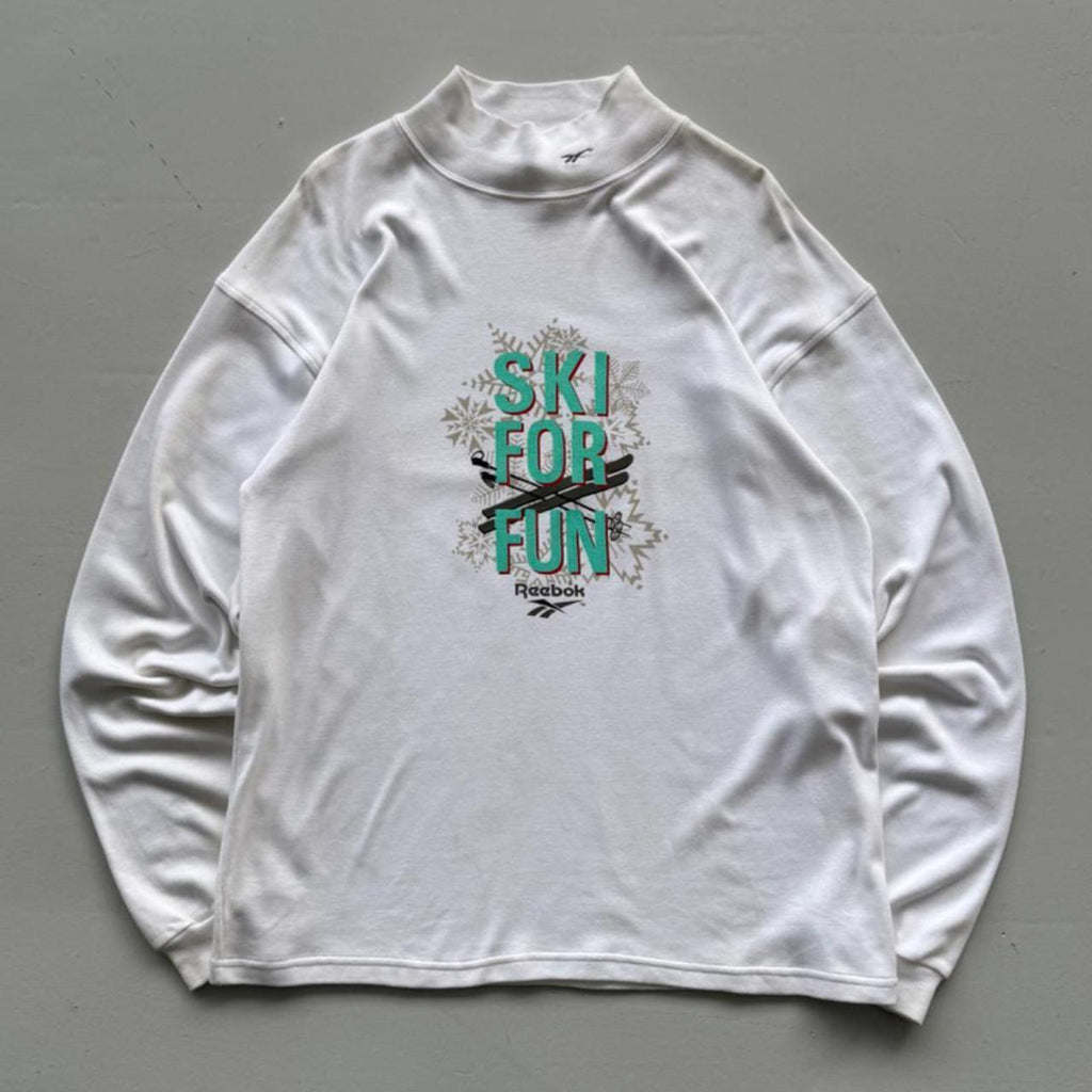 White Reebok 90's Deadstock Graphic Mock Neck Sweatshirt - XL