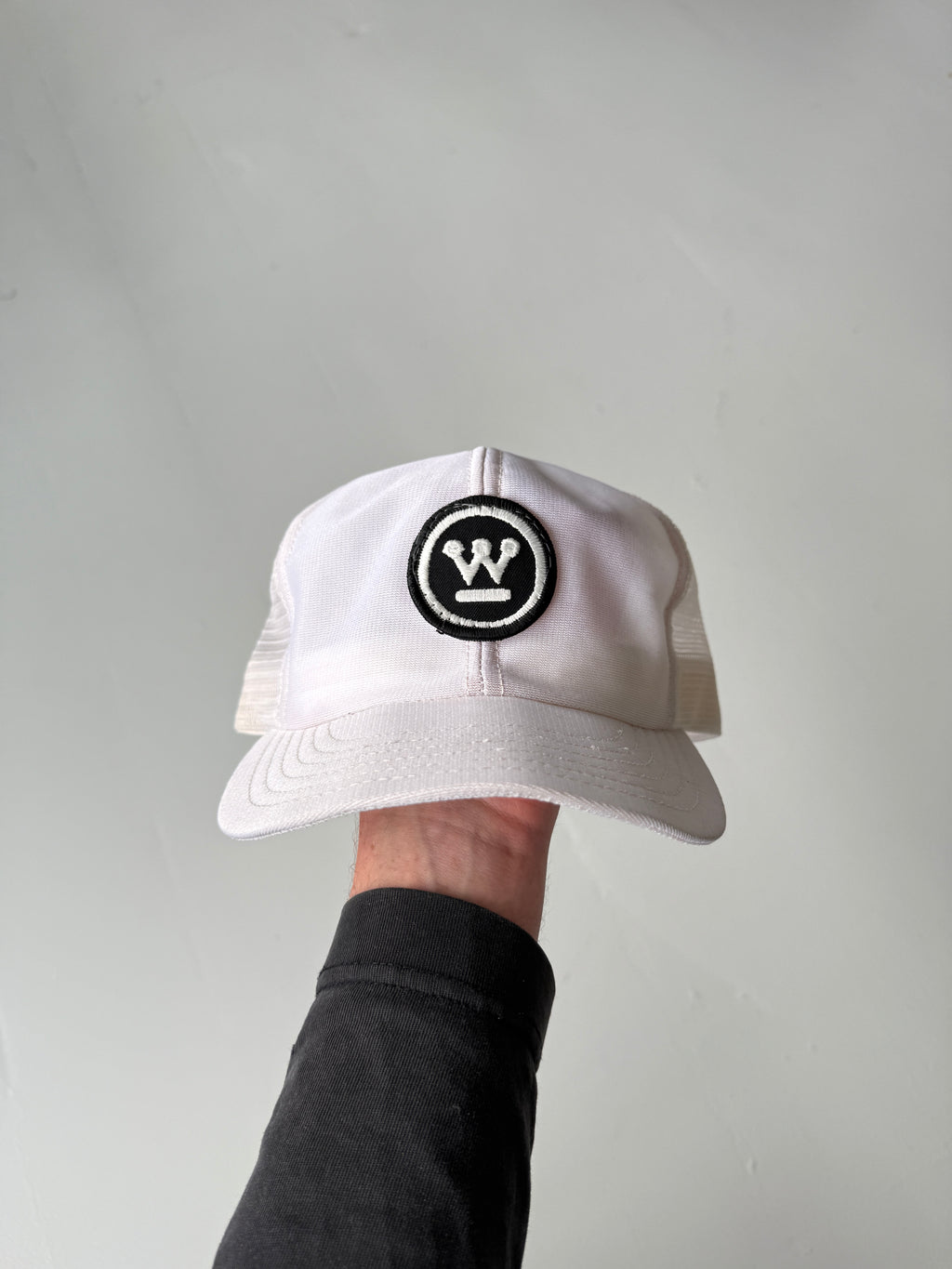 White W Graphic Vintage Canvas and Mesh SnapBack Trucker Cap