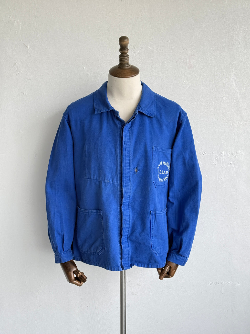 Thrashed Blue Marseille 70's Vintage Workwear Chore Jacket CH376 - Small