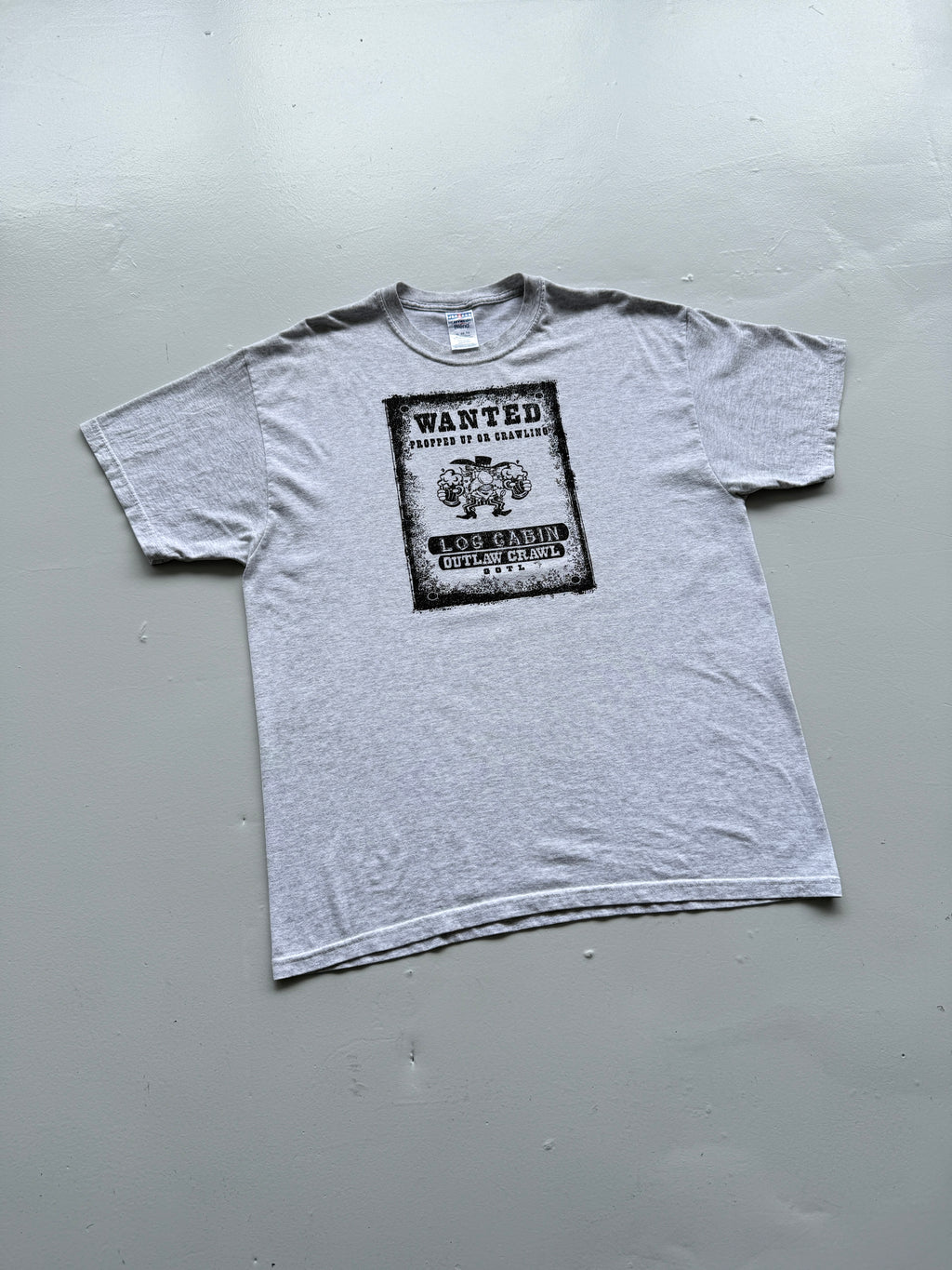 Grey Wanted Western 00's Vintage Graphic T-Shirt - XL