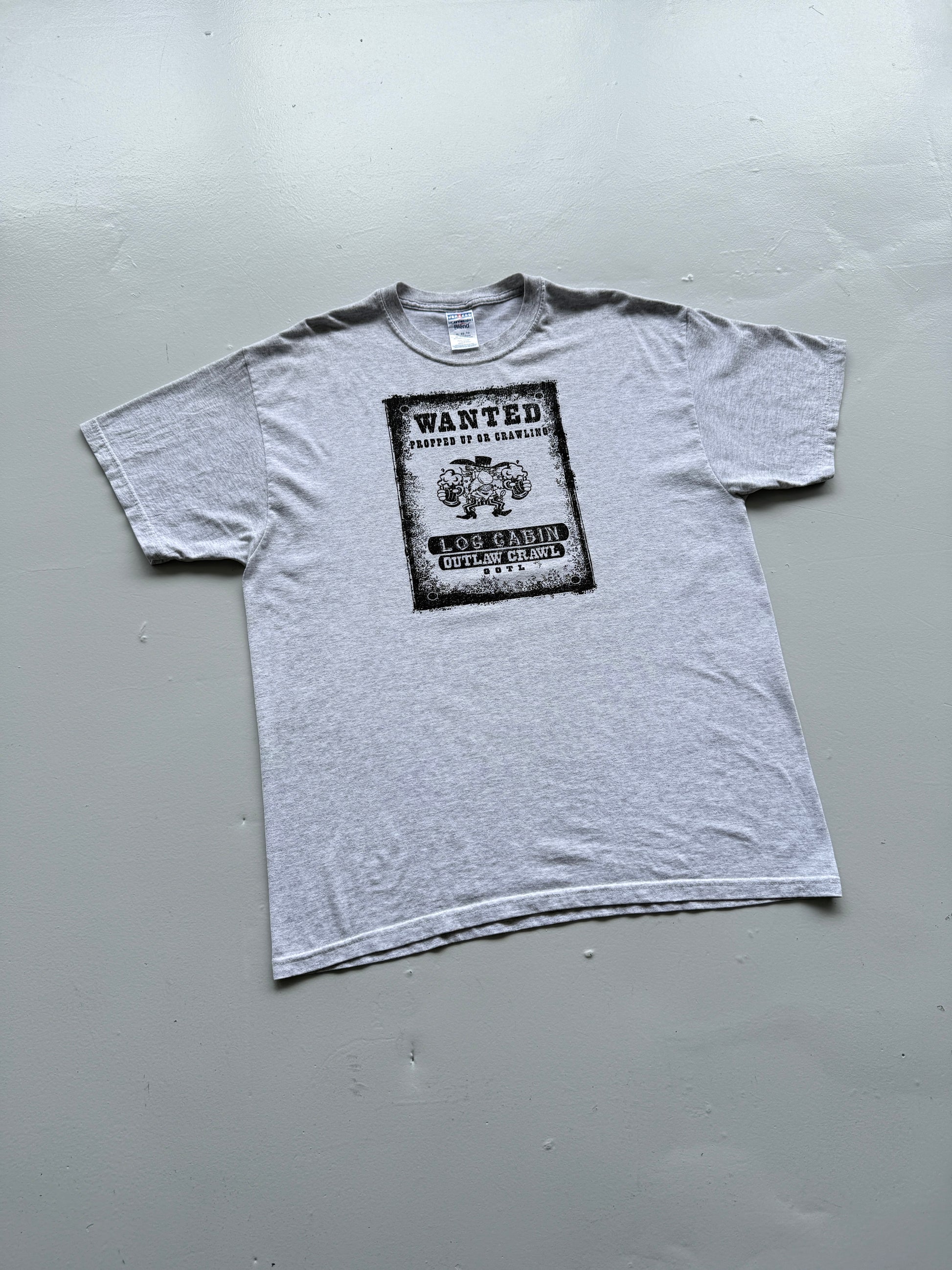 Grey Wanted Western 00's Vintage Graphic T-Shirt - XL