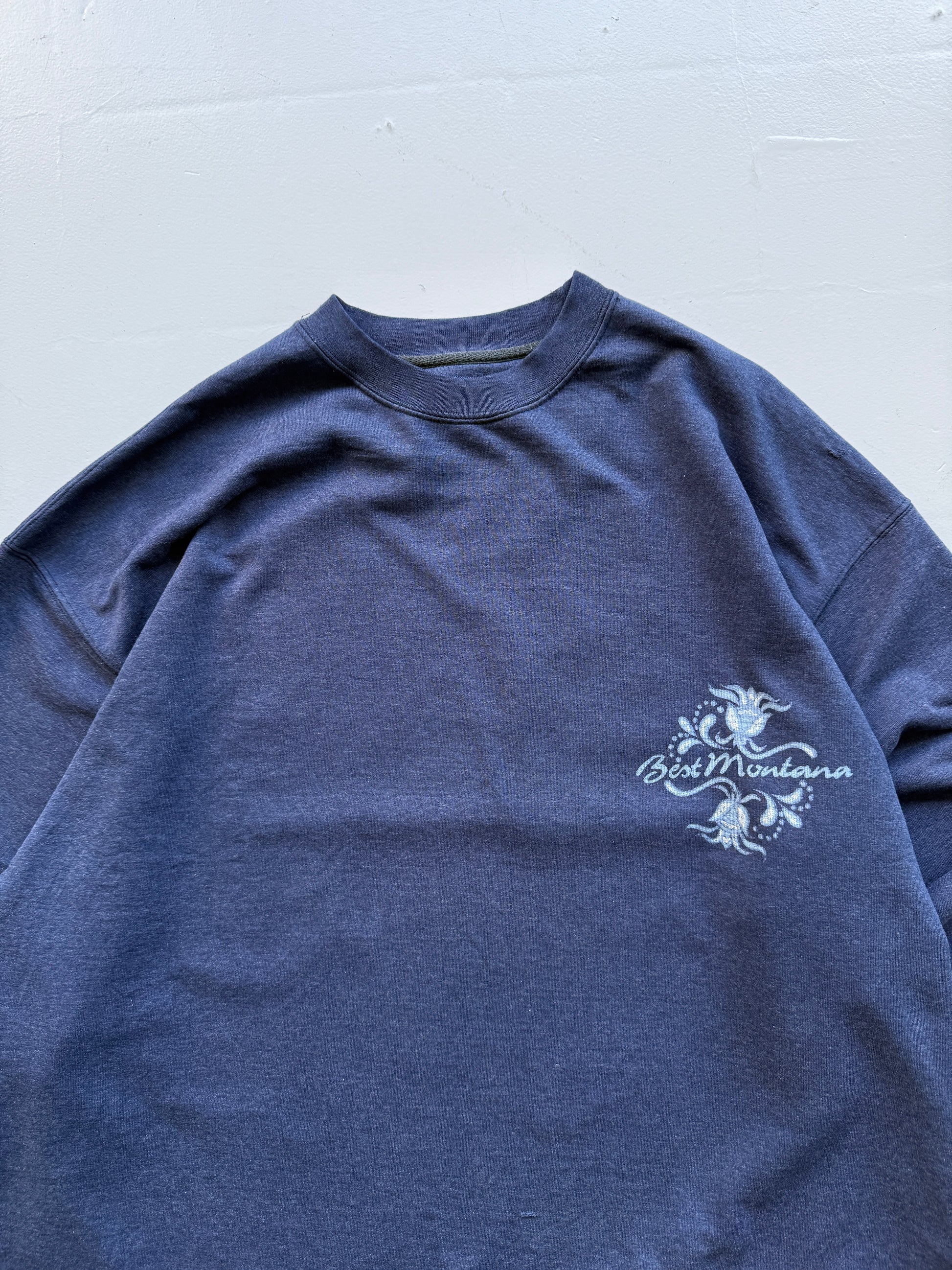 Navy Blue Best Montana 90's Vintage Surfer Style Jumper  - Large