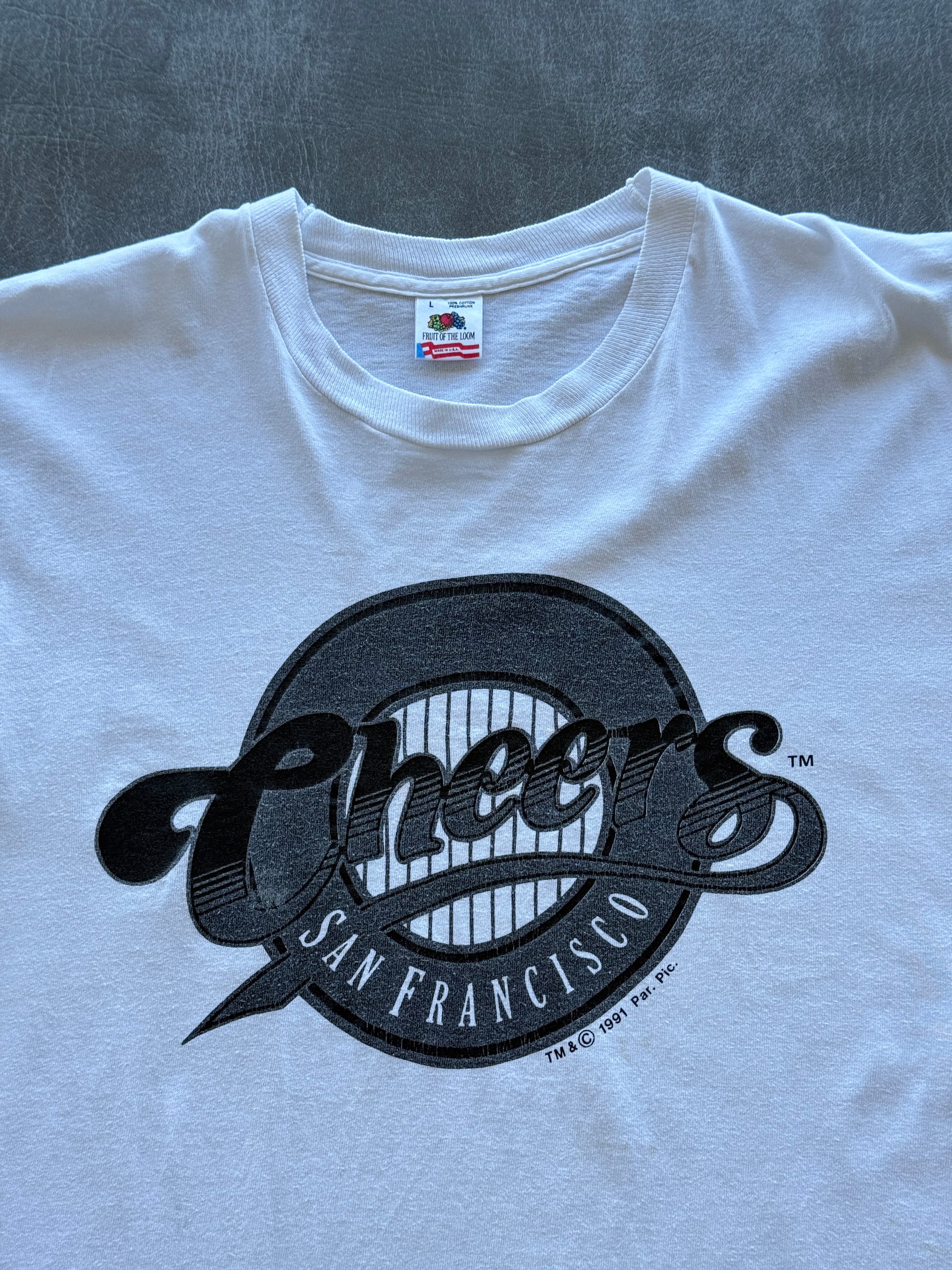 White Cheers San Francisco 90's Vintage Single Stitch Graphic T-Shirt - Large