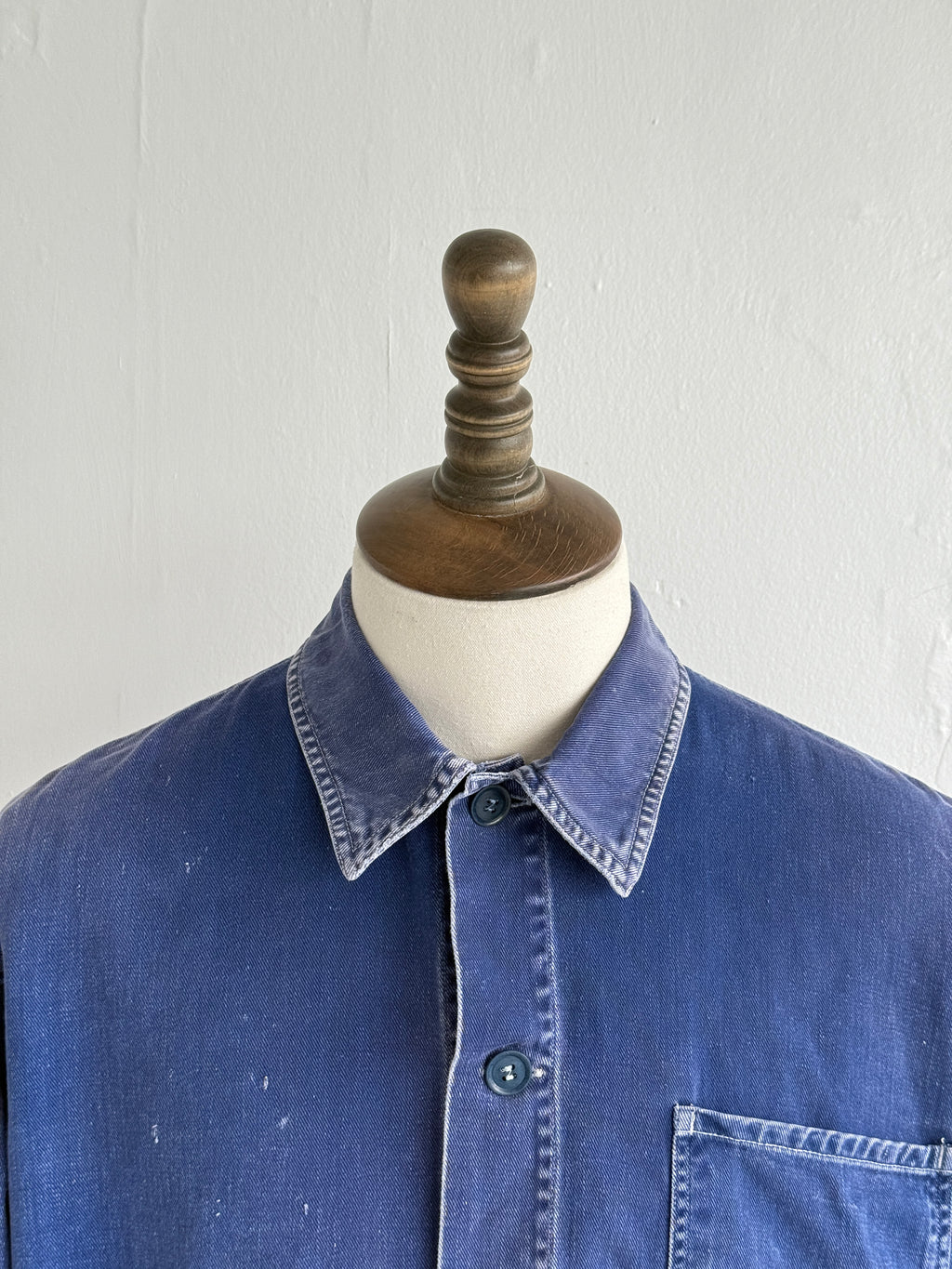 Thrashed Blue French 60's/70's Vintage Workwear Chore Jacket CH384 - Medium