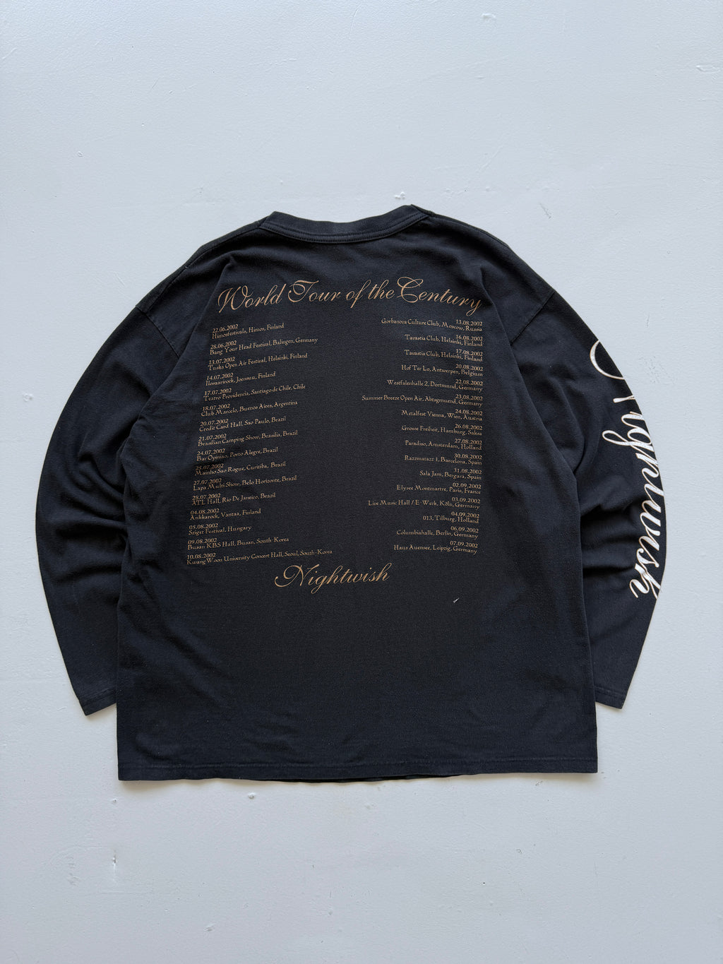 Black Nightwish Century Child 2002 World Tour Vintage Long Sleeve Graphic T-Shir