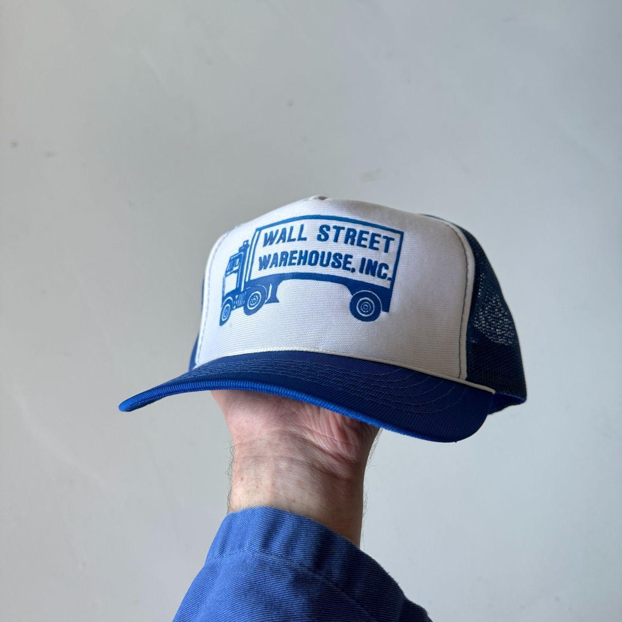 White / Blue Wall Street Warehouse Vintage Foam and Mesh SnapBack Trucker Cap