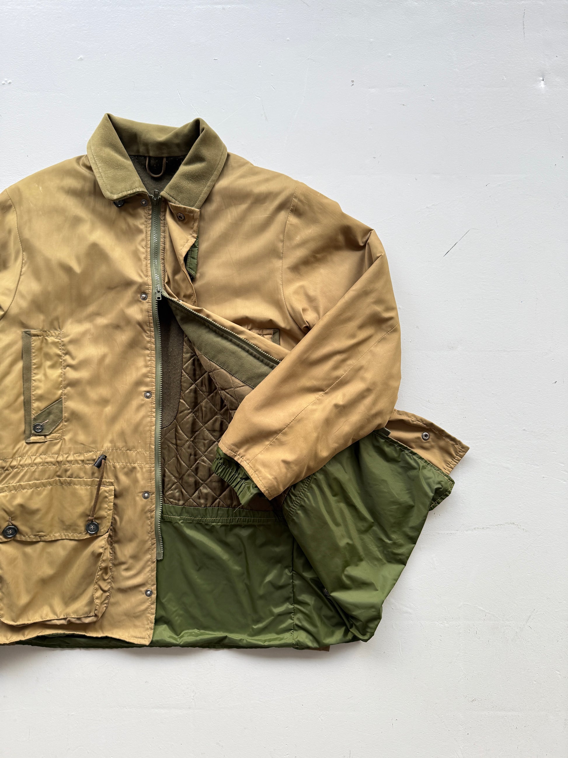 Khaki Beaver 90's Vintage Military Style Insulated Jacket - Large
