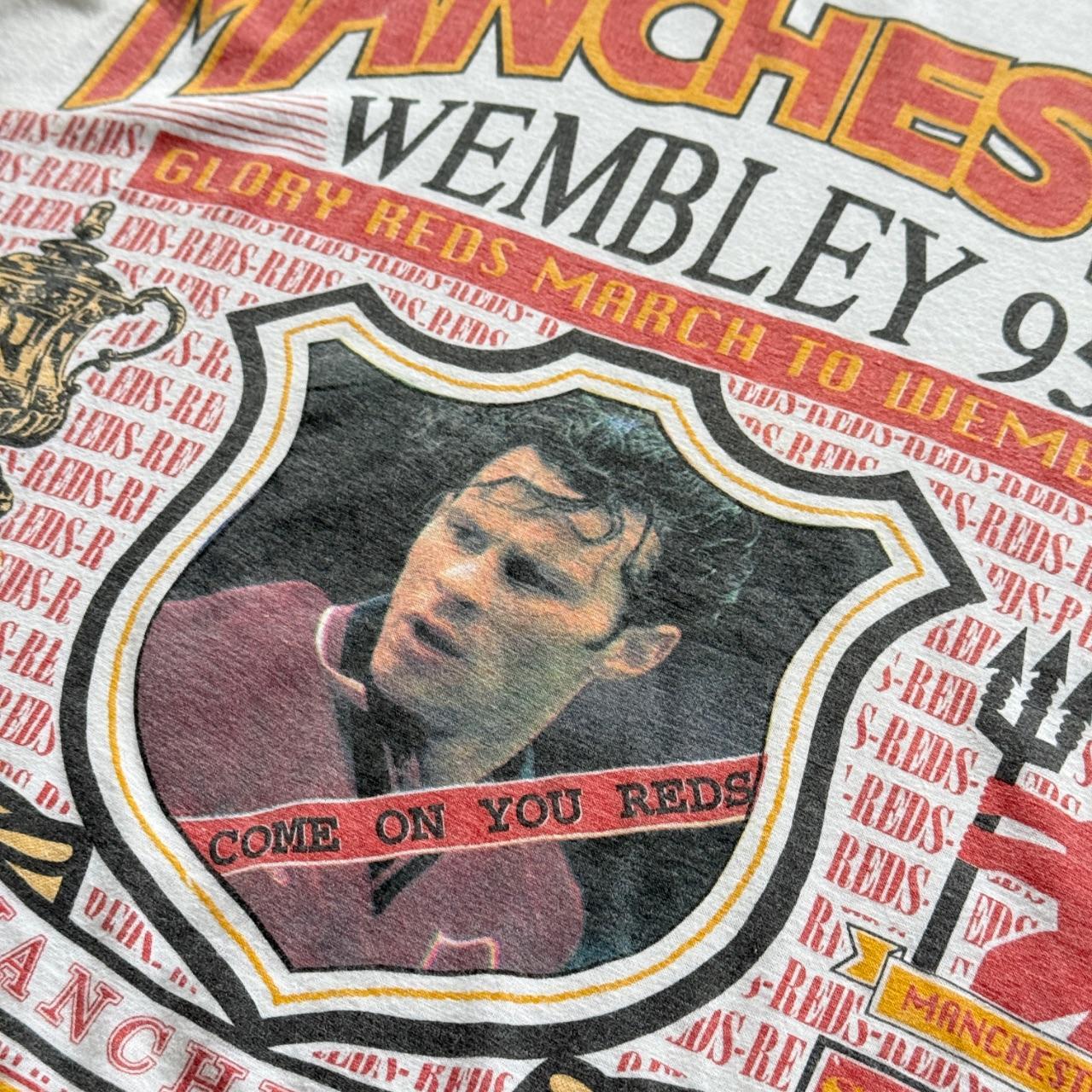 White Manchester United 90s Vintage FA Cup Champions T-Shirt - Large