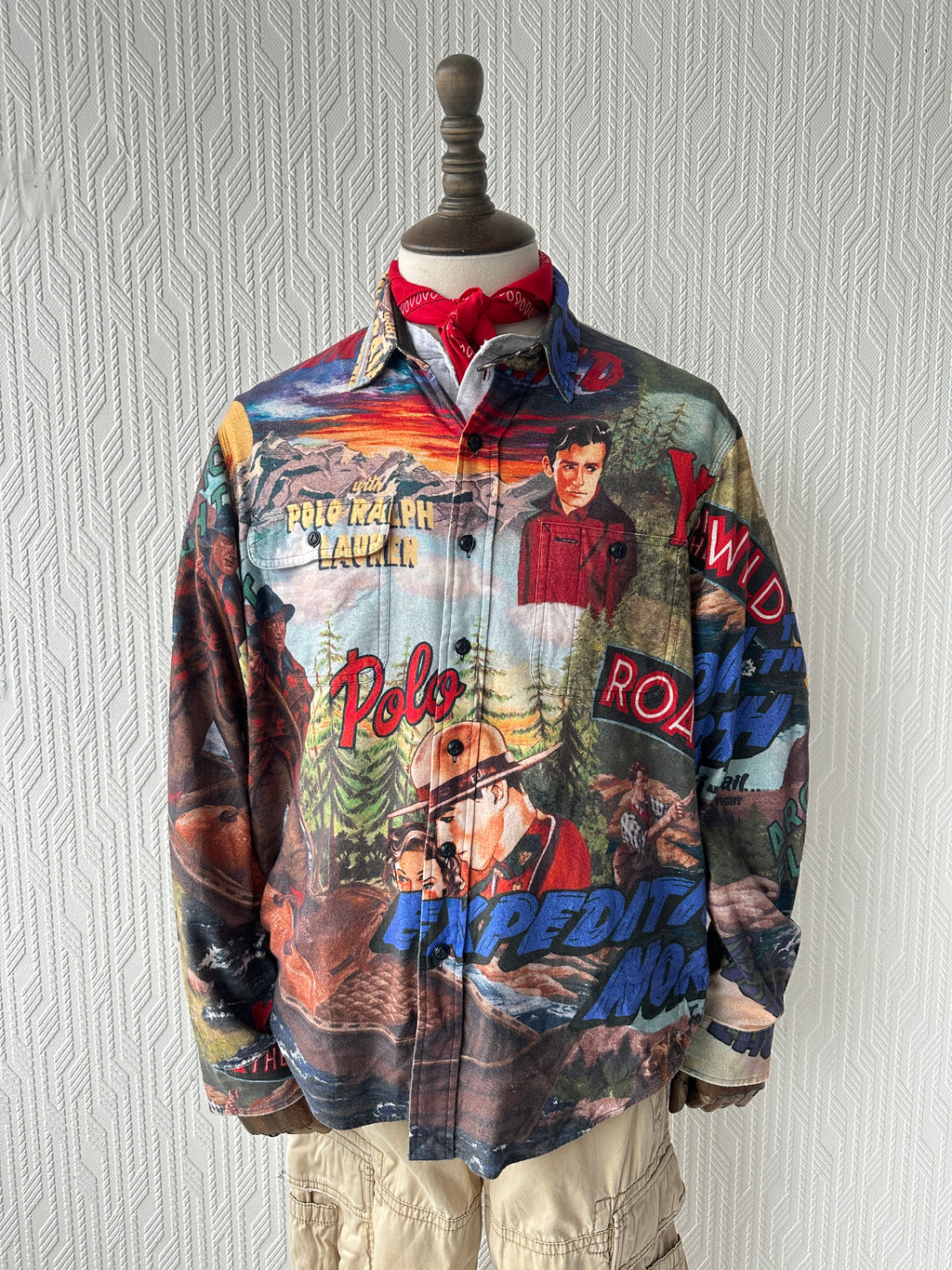 Ralph Lauren Polo Country Expedition All Over Print Graphic Shirt - Large