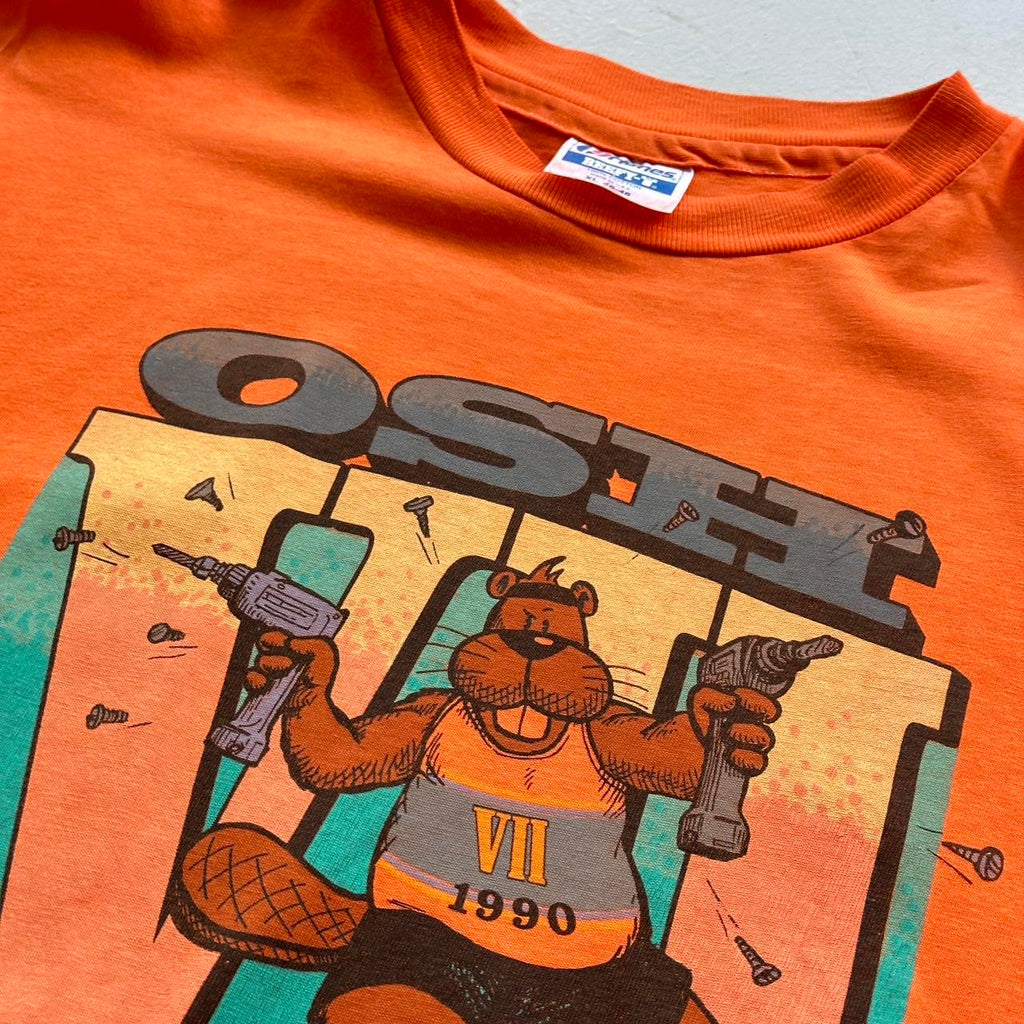 Orange Osh Annual Hardware Games 1990 Vintage 90's T-shirt - XL