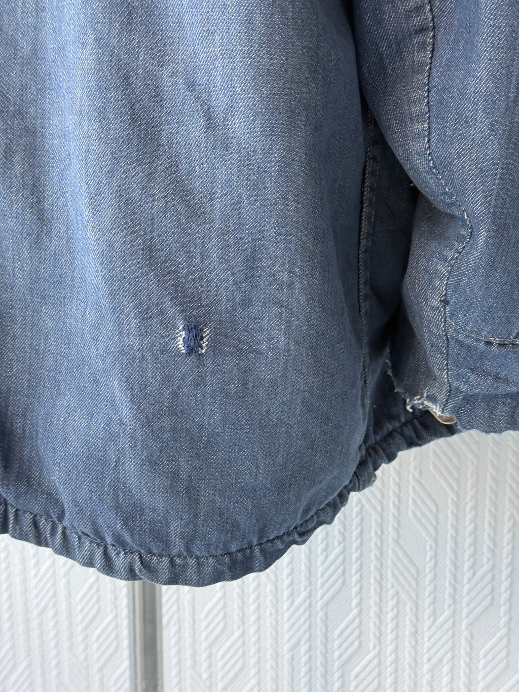 Blue Denim Sherpa Lined 70's Vintage Thrashed Jacket - XL