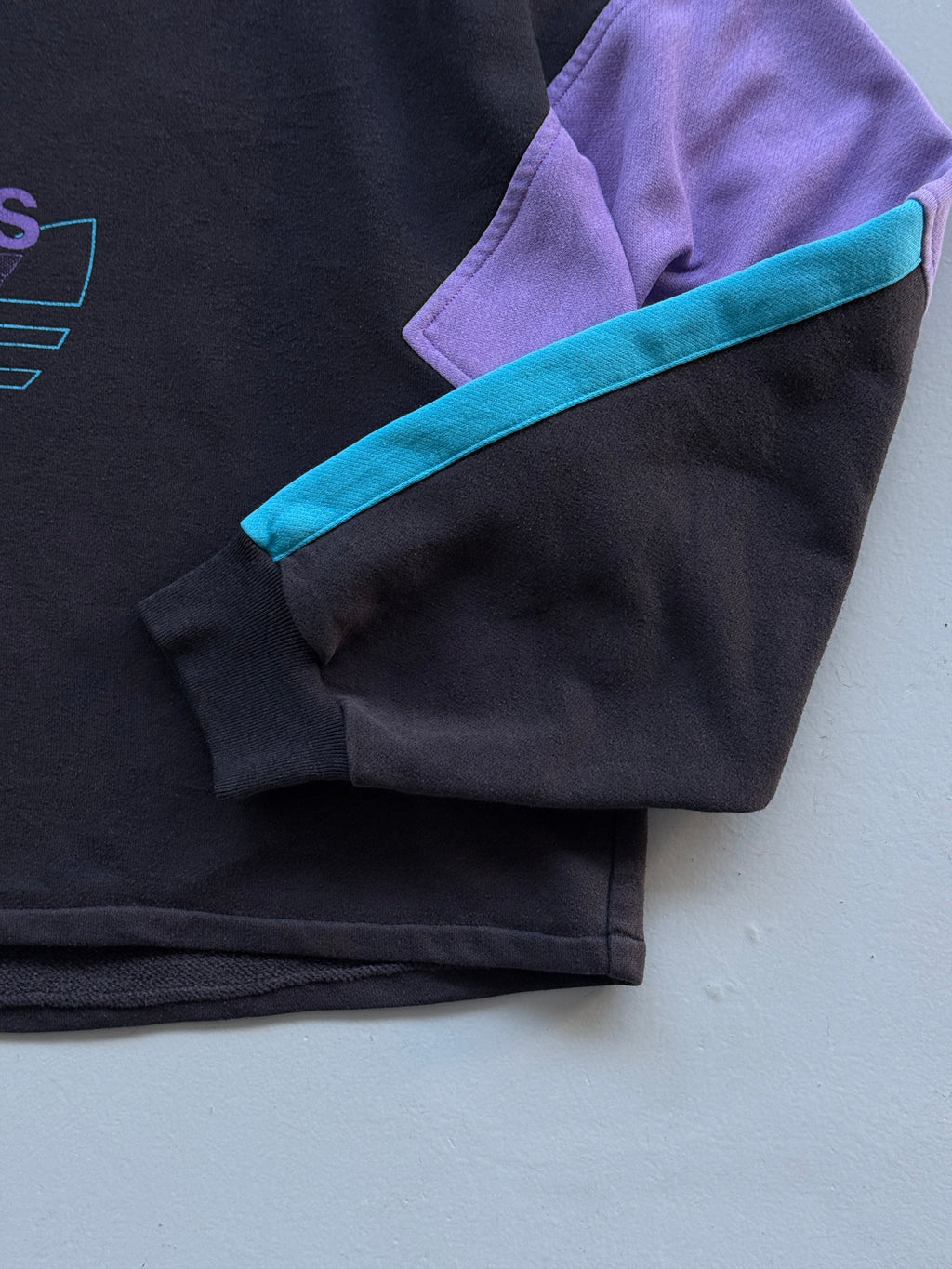 Adidas Colour Block Trefoil 90's Vintage Cropped Sweatshirt - 10/12