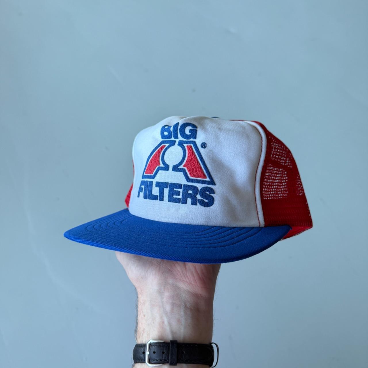 White / Red Big A Filters Vintage Foam and Mesh SnapBack Trucker Cap