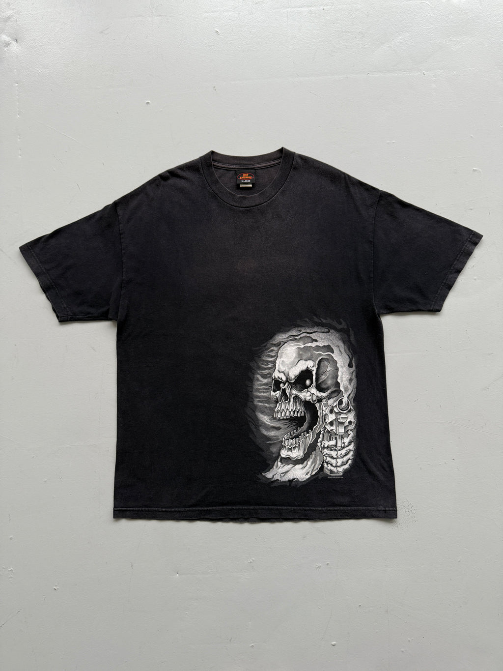 Faded Black Skull 00's Vintage Metal Gothic T-Shirt - XL