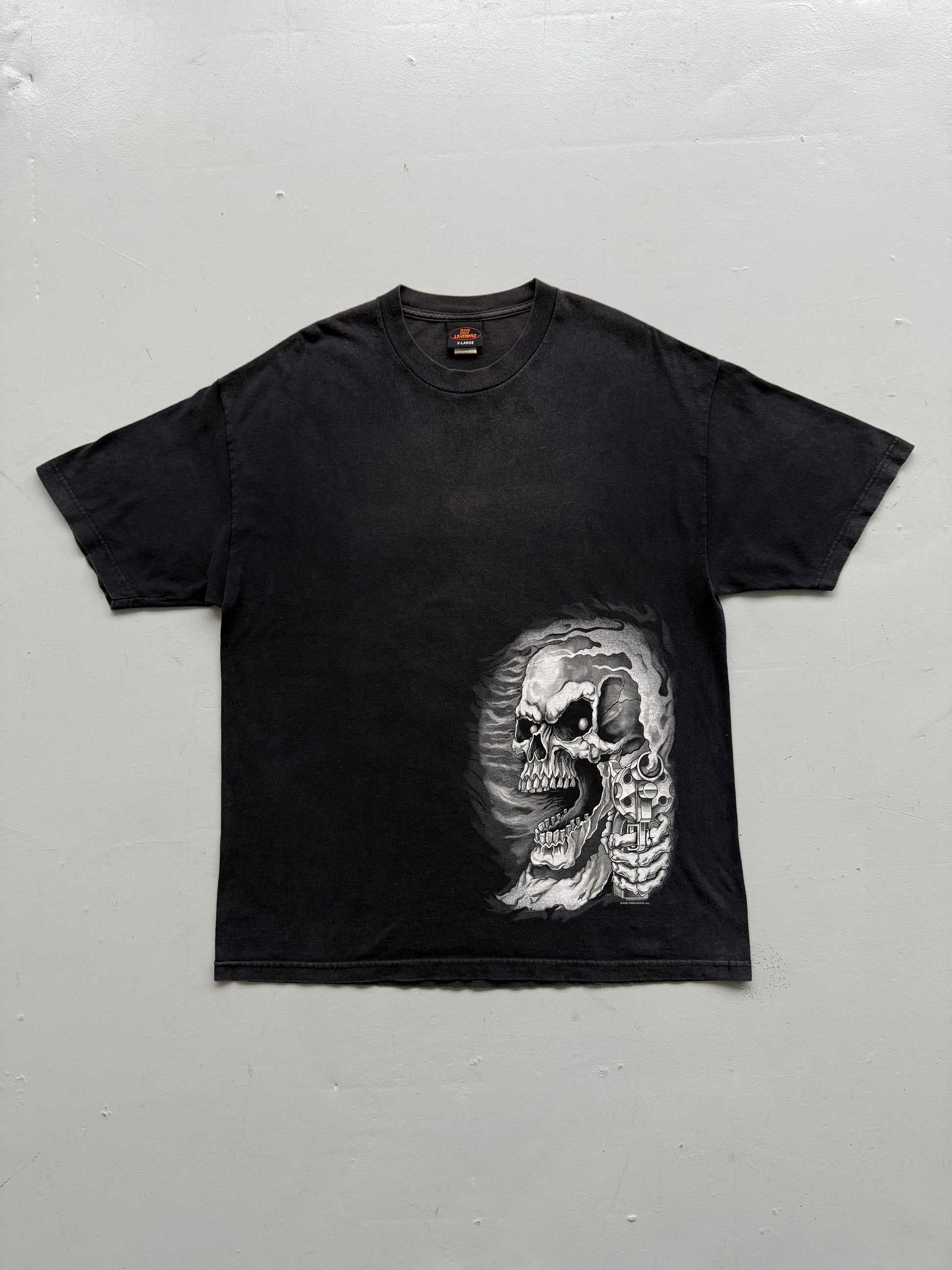 Faded Black Skull 00's Vintage Metal Gothic T-Shirt - XL