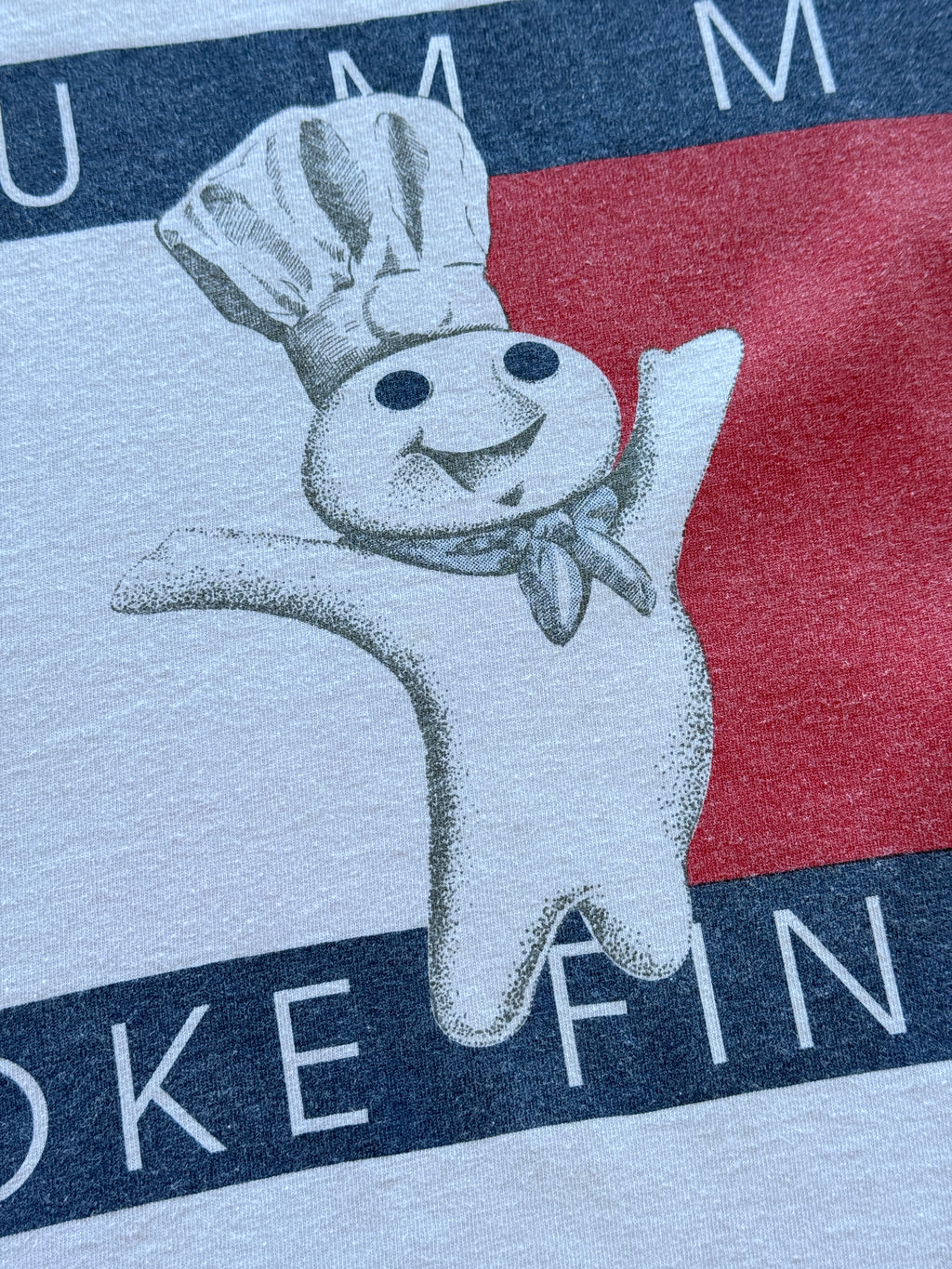 White Tummy Poke Finger Pillsbury Doughboy 90's Vintage Graphic T-Shirt - Large