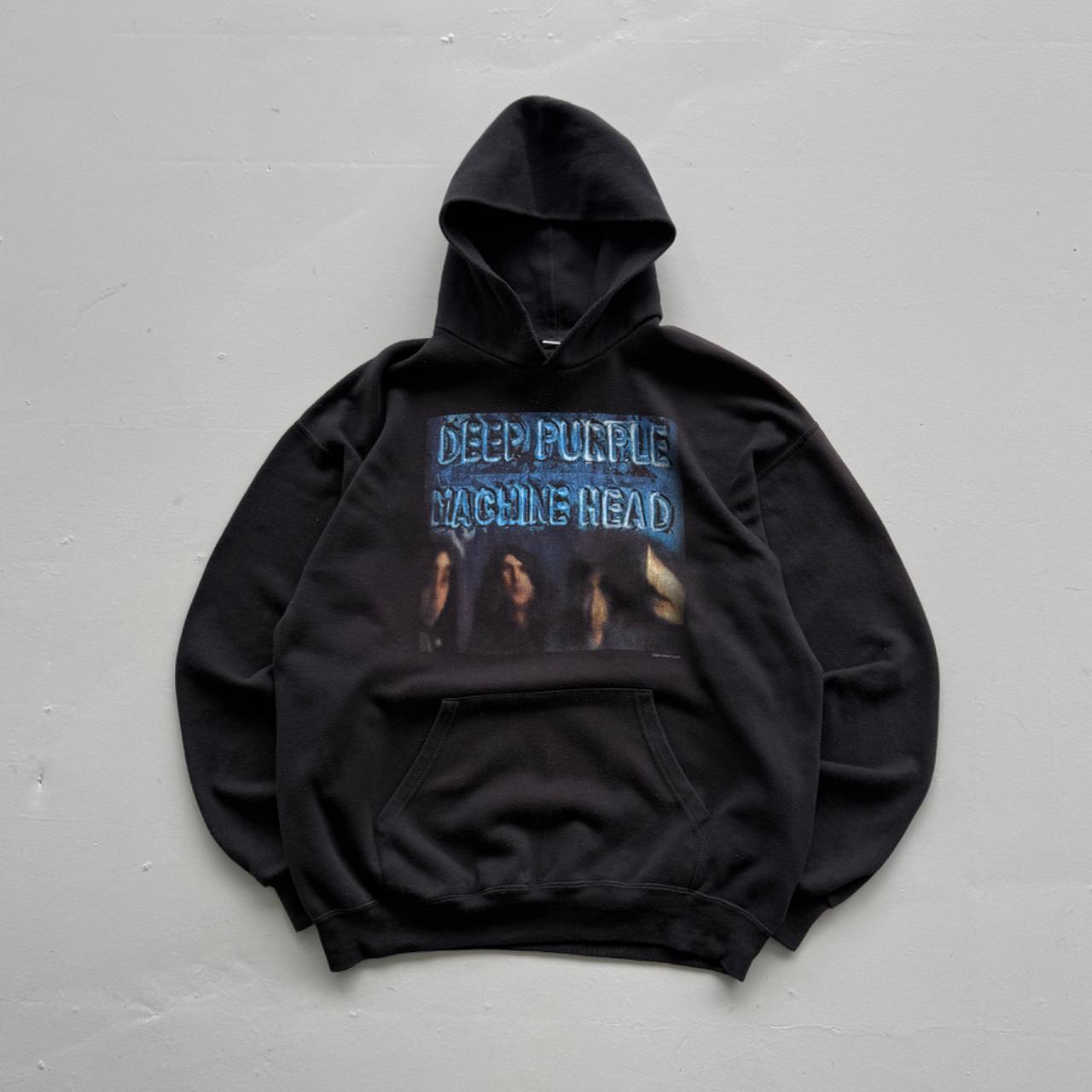 Black Deep Purple 90s Vintage Graphic Hoodie - XL