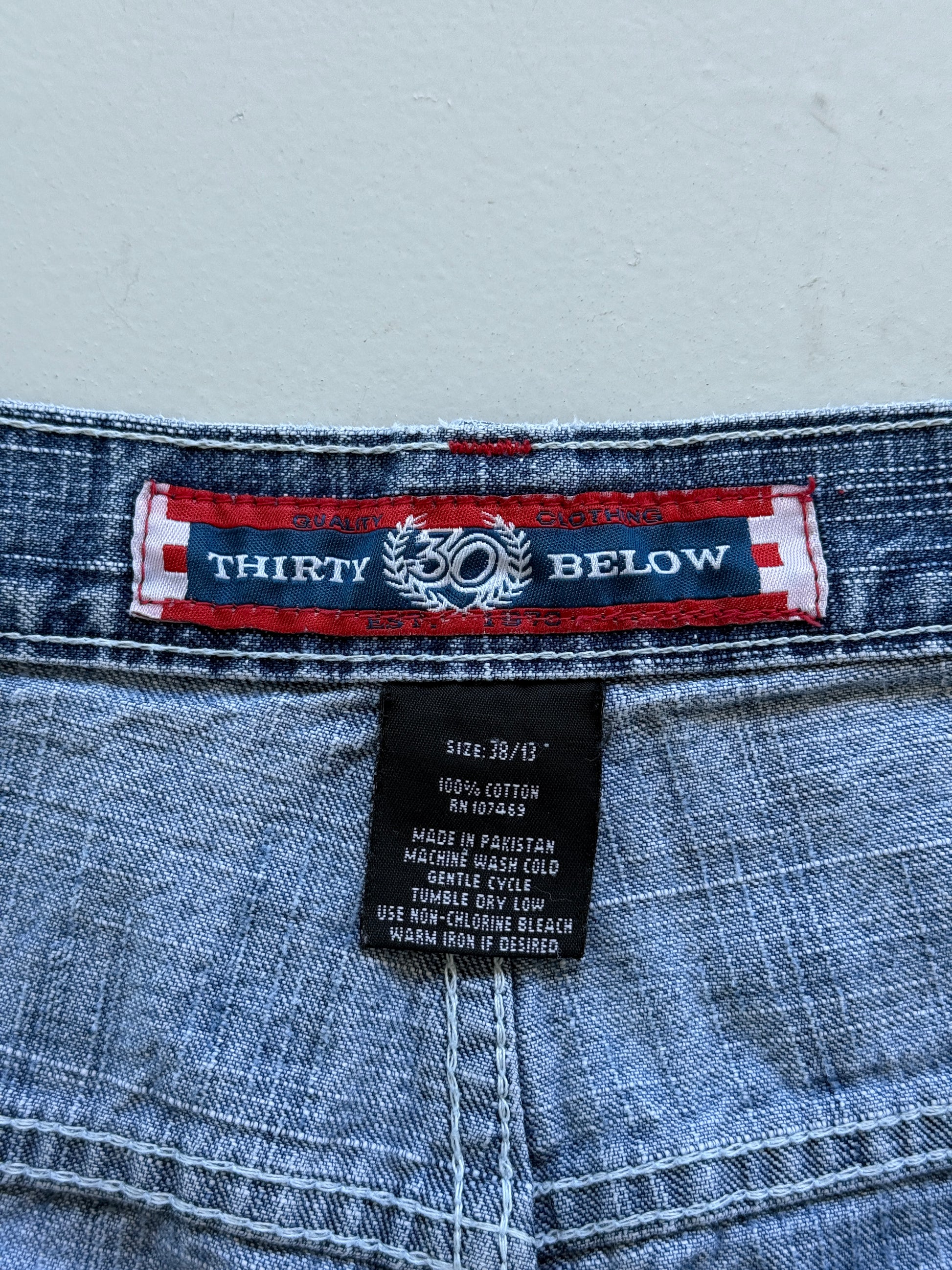 Blue Thirty Below 00's Vintage Y2K Baggy Hip Hop Style Denim Shorts - W38 x L12