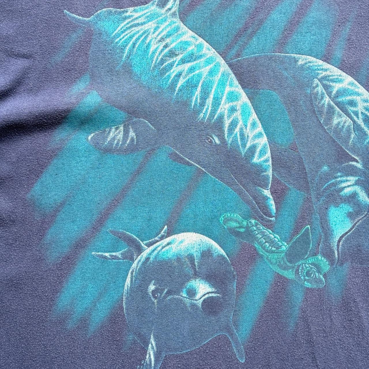 Navy Blue Dolphin 90s Vintage Nature Graphic T-Shirt - XL