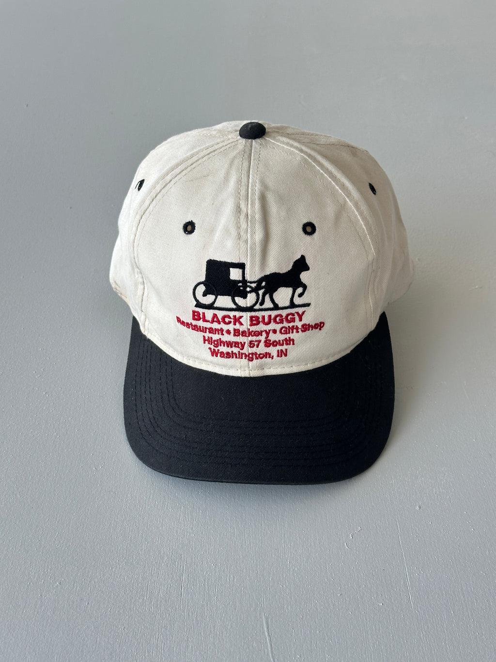 White / Black Black Buggy Restaurant 90's Vintage SnapBack Trucker Cap
