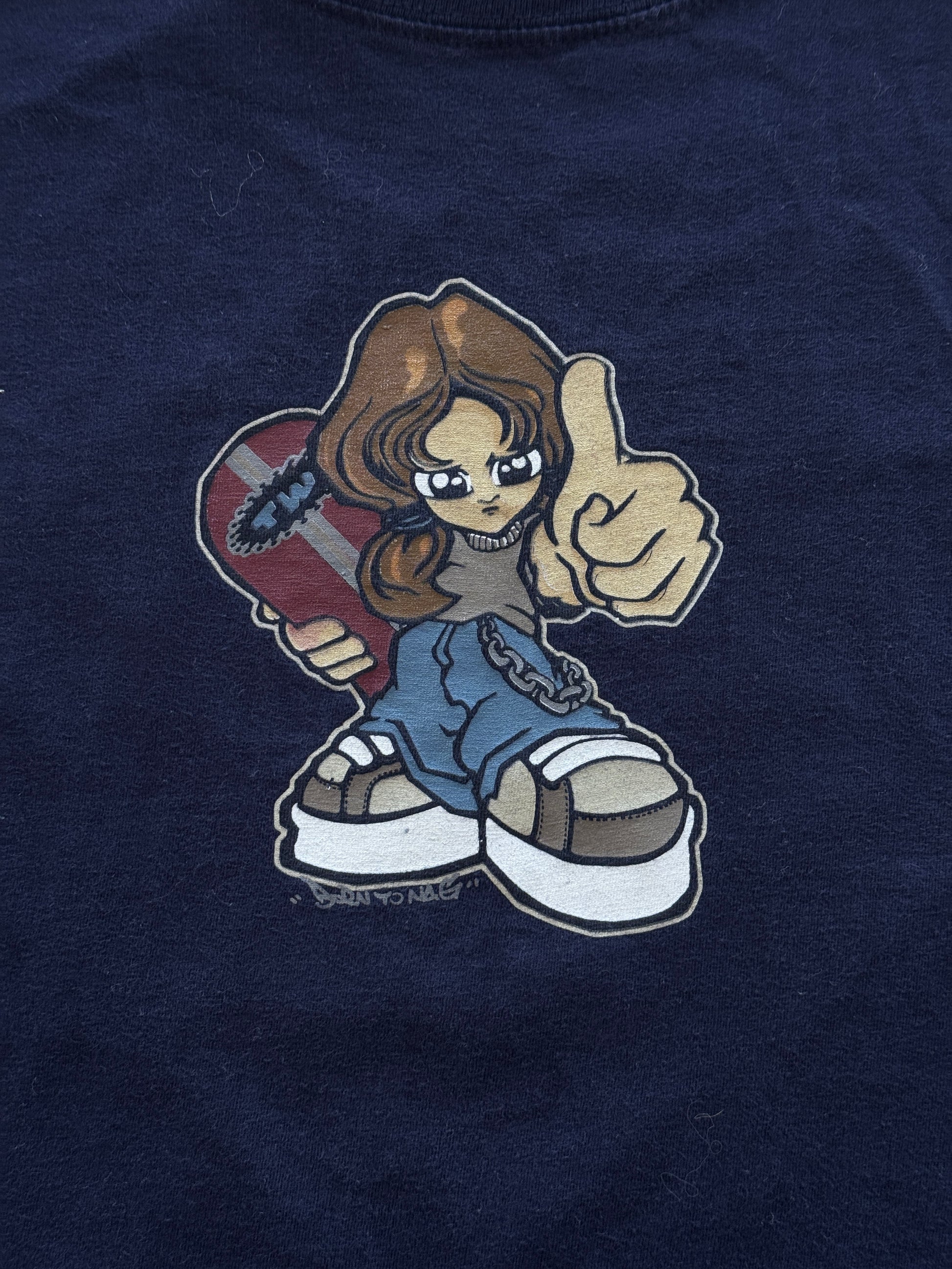 Navy Spirit Y2K Vintage Skate Graphic T-Shirt - Small
