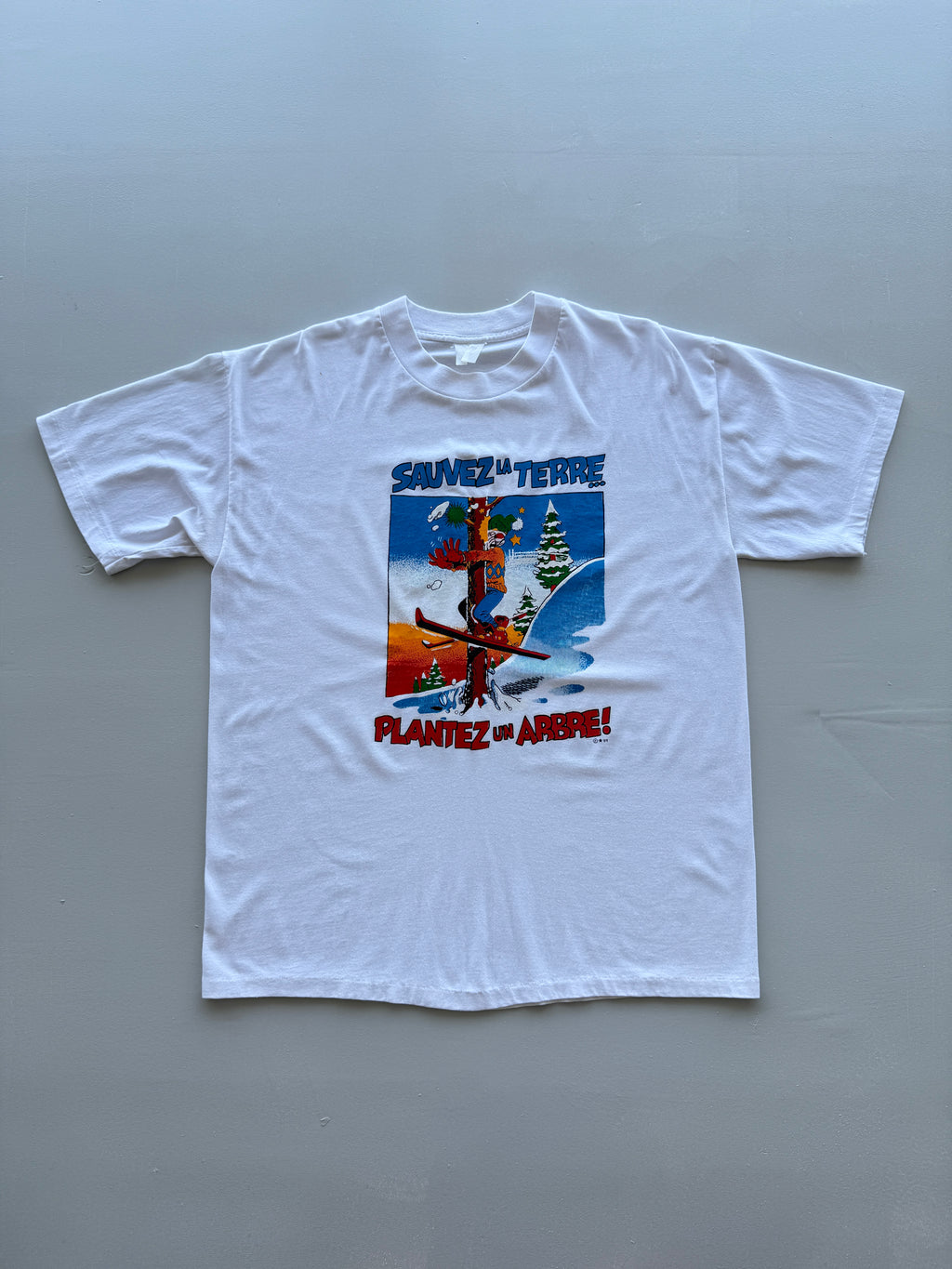 Sauvez La Terre Plantez Un Arbre 90's Vintage Ski T-Shirt - XL