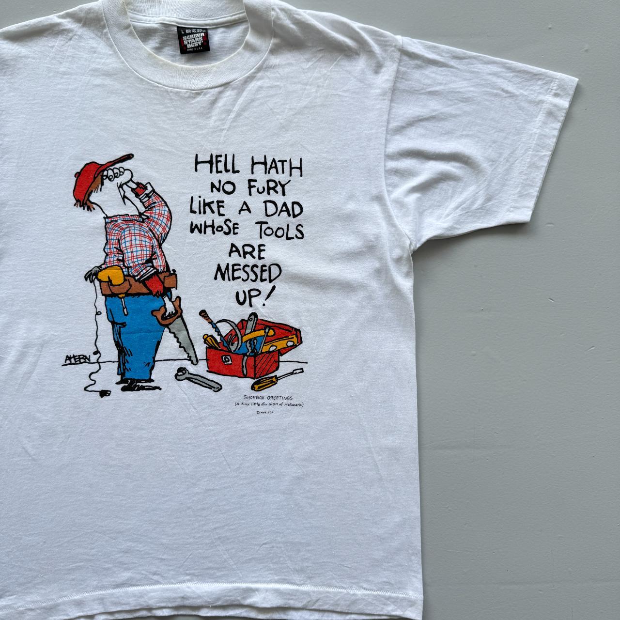 White Novelty Cartoon Dad Slogan Vintage 90s Tour T-shirt - Medium