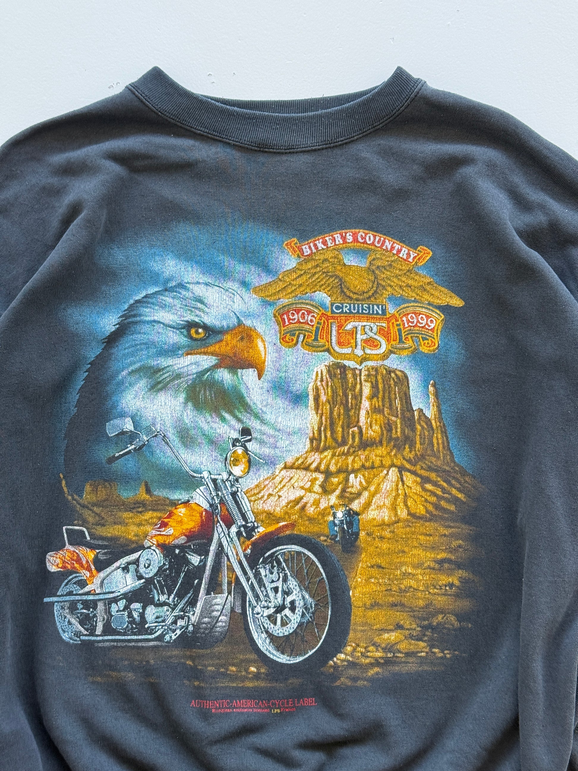 Grey Biker Country 90's Vintage Graphic Sweatshirt Jumper - Large
