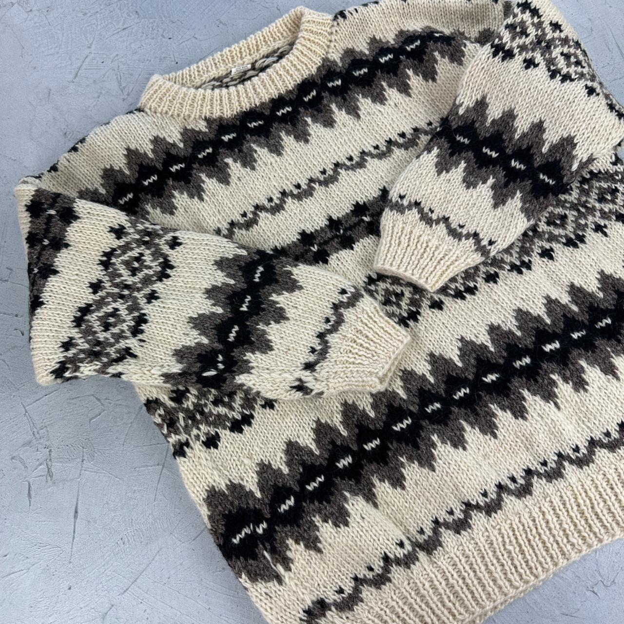 Hand Knit 90's Woollen Nepalese Sweatshirt - XL