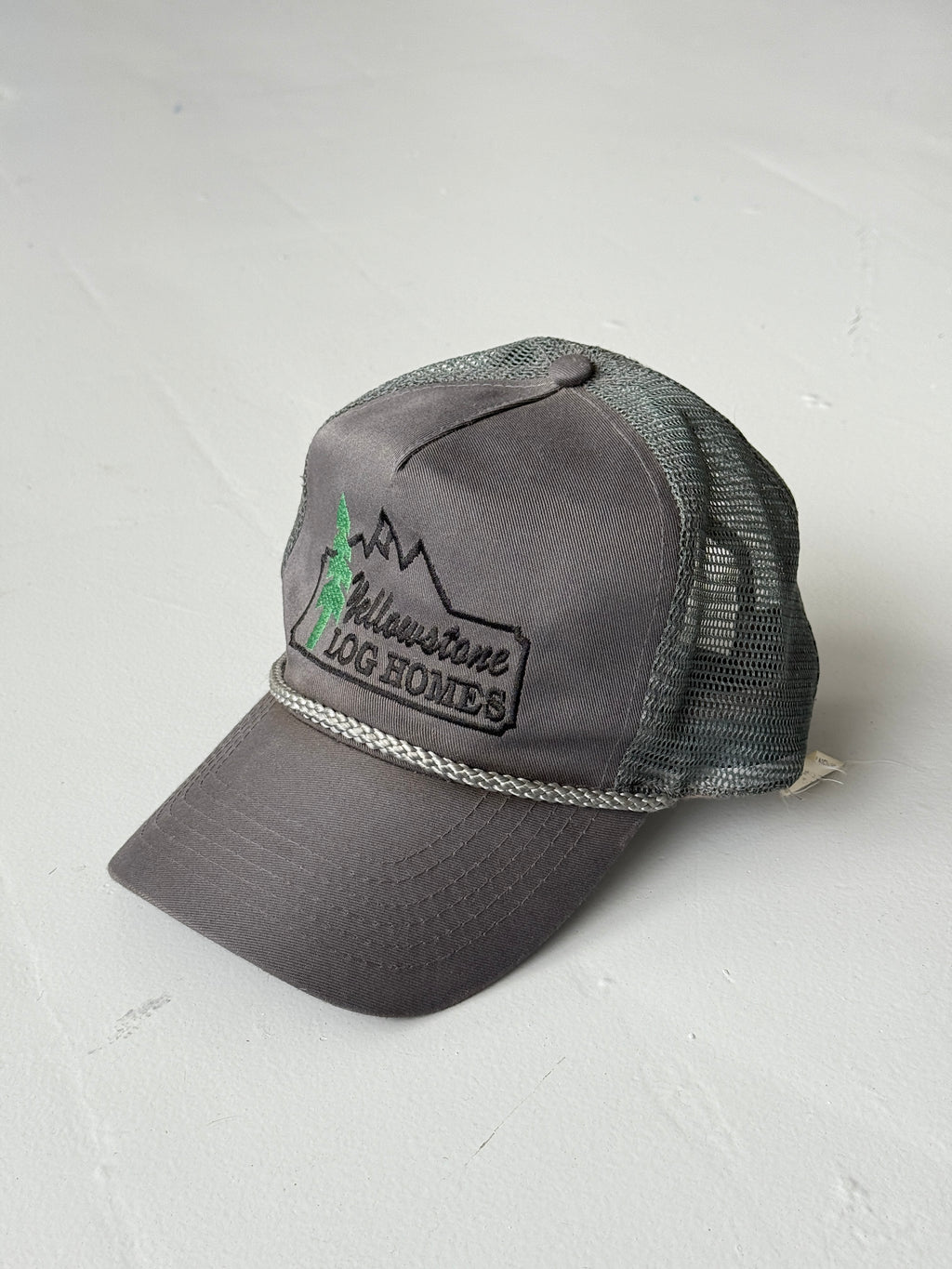 Grey Yellowstone Log Homes Vintage Canvas and Mesh SnapBack Trucker Cap