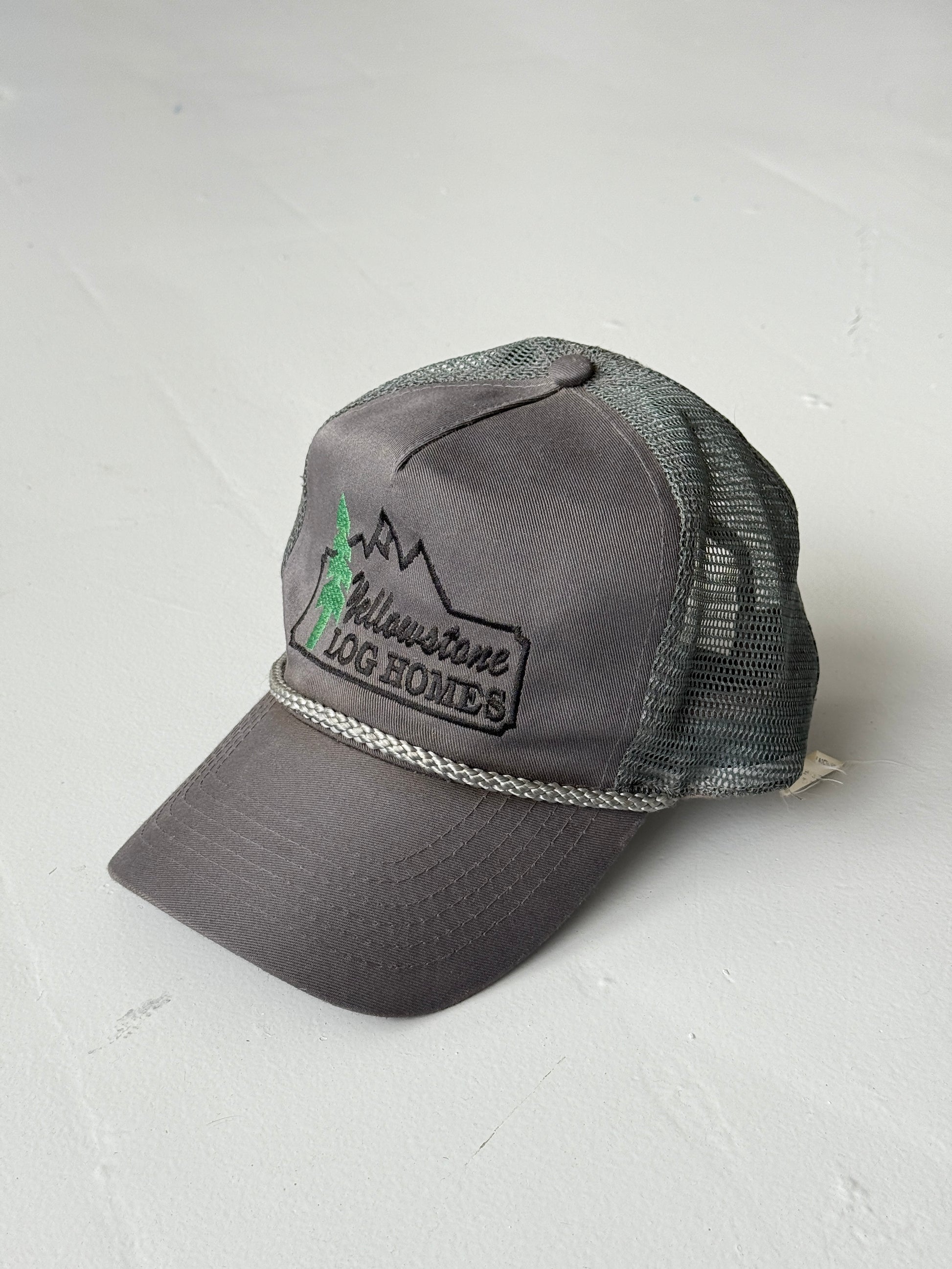 Grey Yellowstone Log Homes Vintage Canvas and Mesh SnapBack Trucker Cap