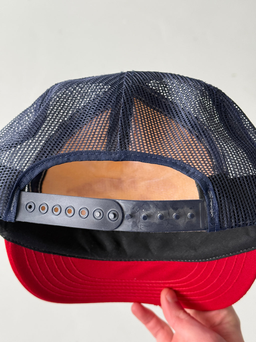 White and Red Construction Vintage Workwear Foam and Mesh SnapBack Trucker Cap