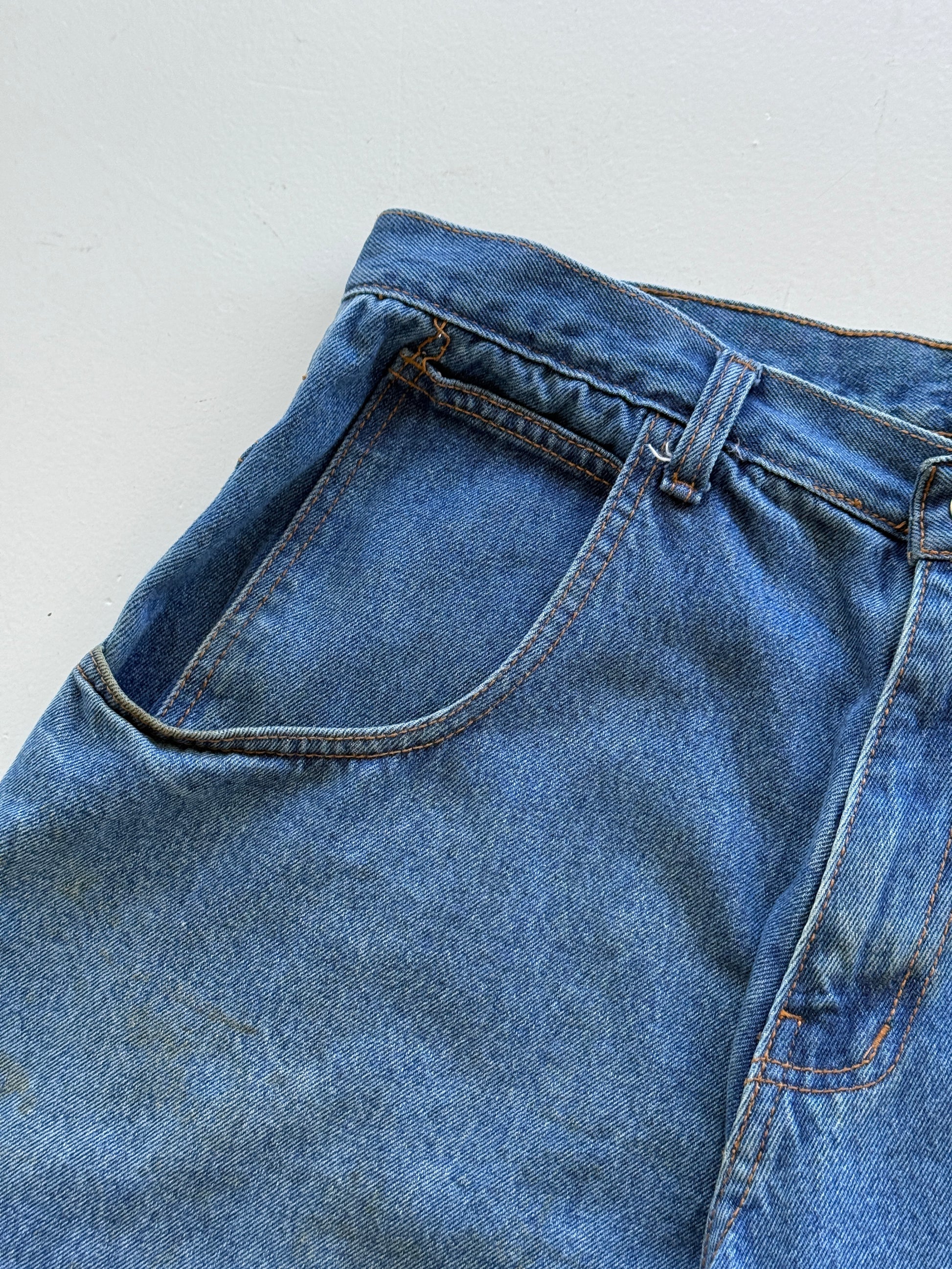 Mid Blue Polo Sport 90's Vintage Baggy Carpenter Denim Shorts - W34 x L12
