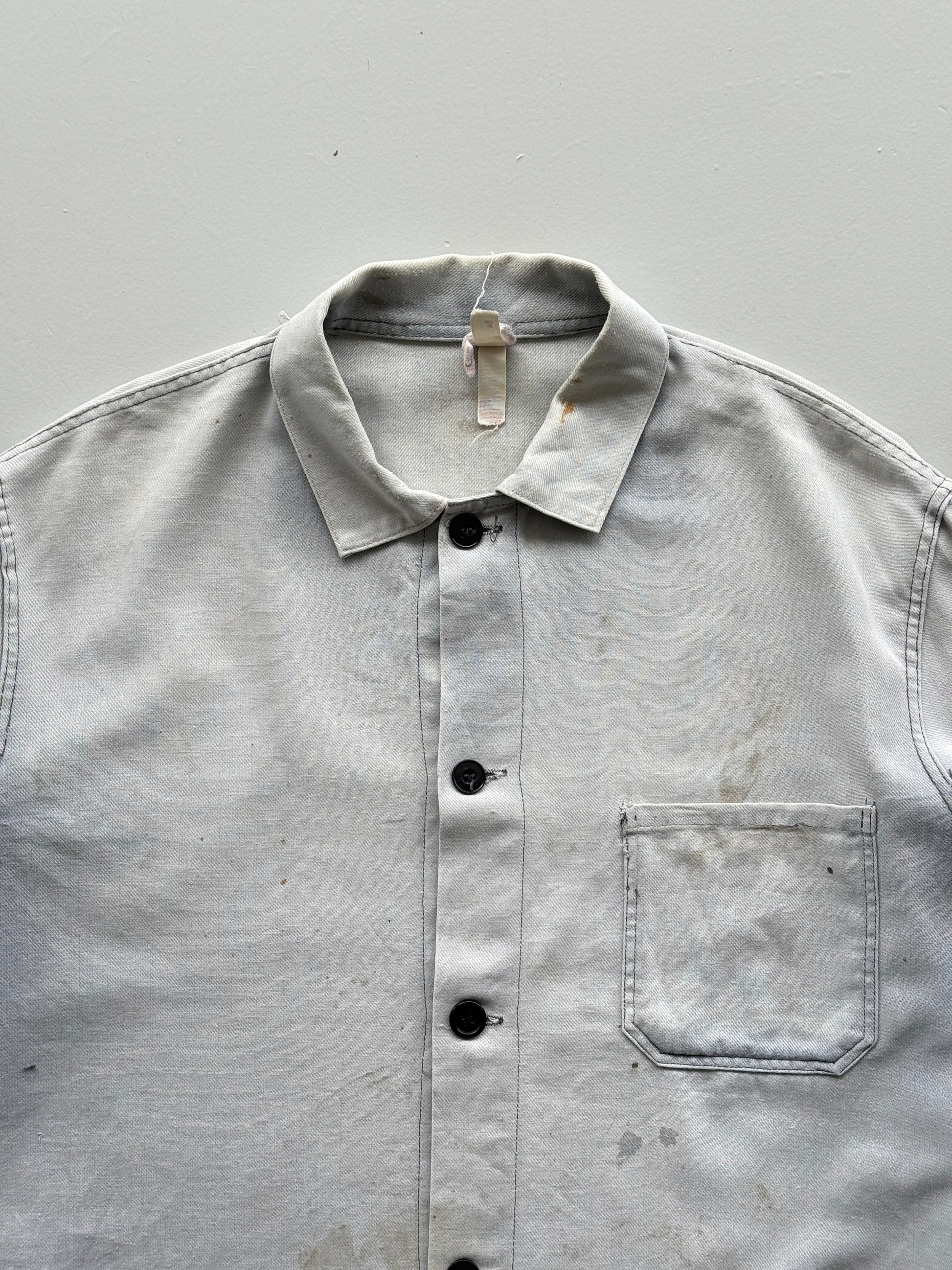 Faded White French Chore Jacket 70's Vintage Workwear CH220 - Medium